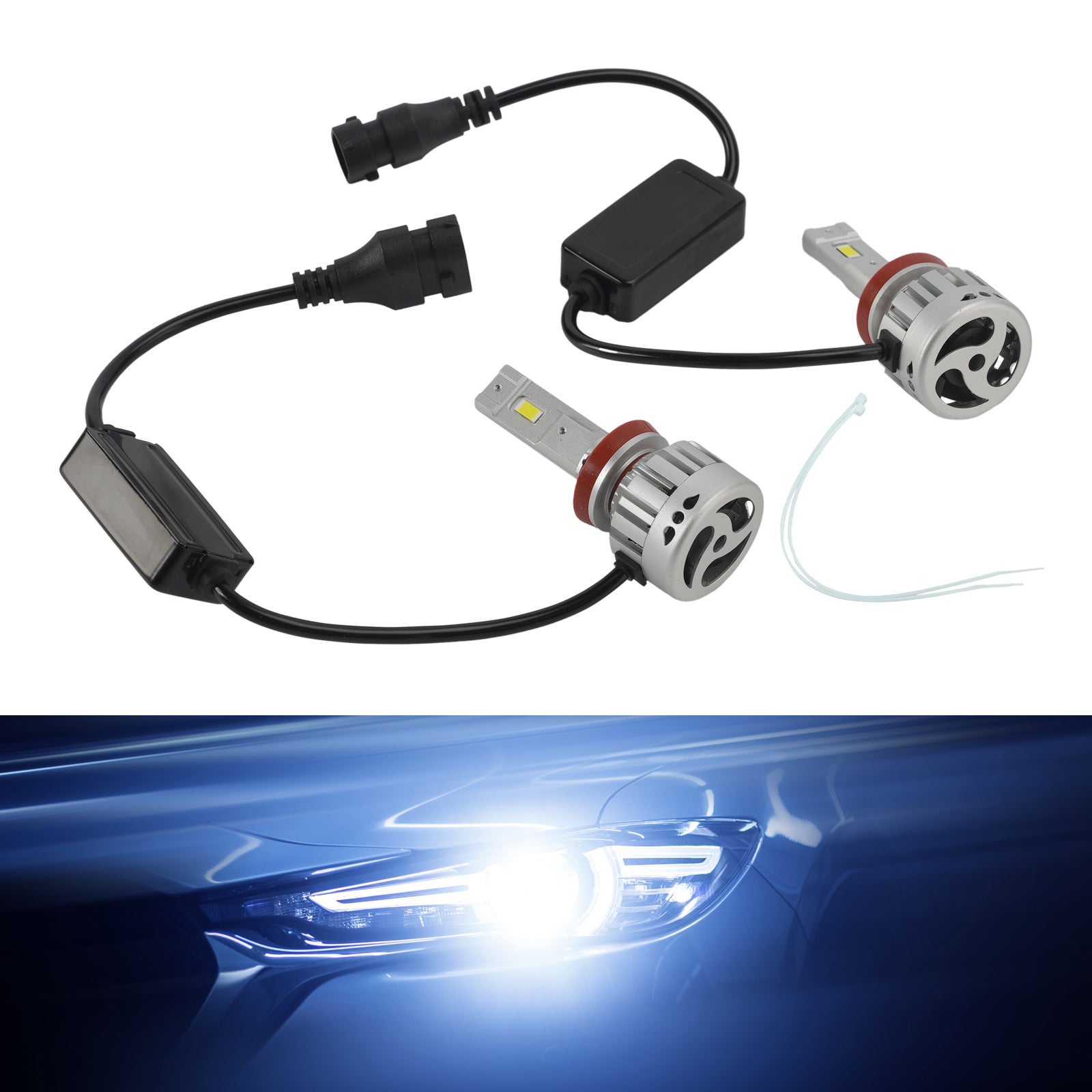 LED Headlight Bulb Kit High Low Beam H8 H9 H11 12V 55W 6500K 4000LM For HELLA