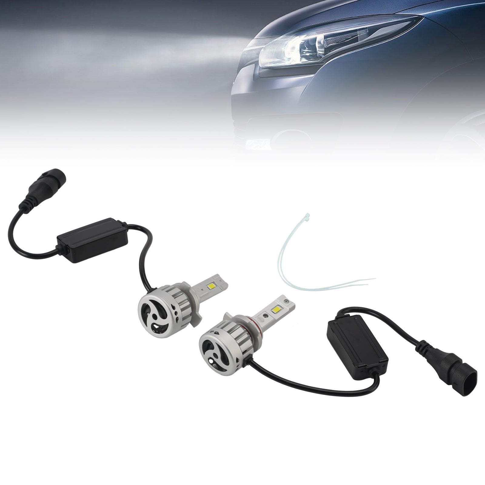 LED Headlight Bulb Kit High Low Beam HIR2 9012 12V 55W 6500K 4000LM For HELLA