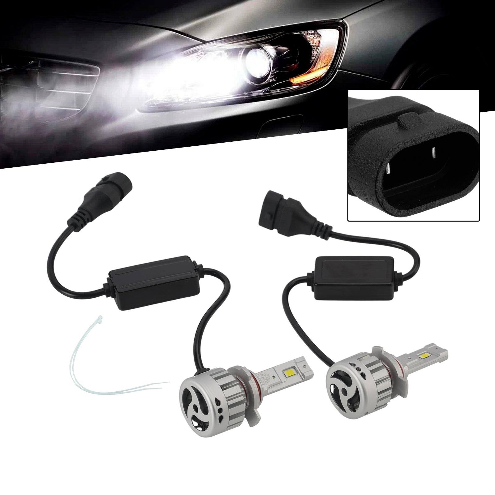 LED Headlight Bulb Kit High Low Beam HIR2 9012 12V 55W 6500K 4000LM For HELLA