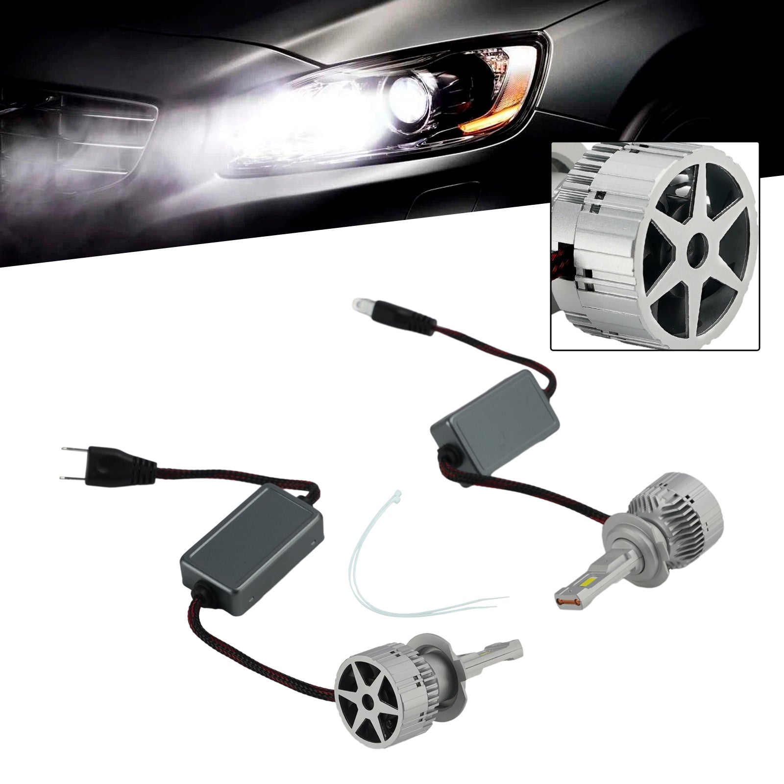 LED Headlight Bulb Kit High Low Beam Lamp H7 12V 75W 6500K For HELLA