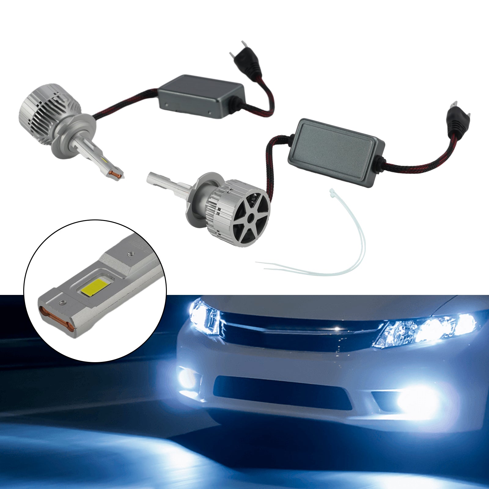LED Headlight Bulb Kit High Low Beam Lamp H7 12V 75W 6500K For HELLA