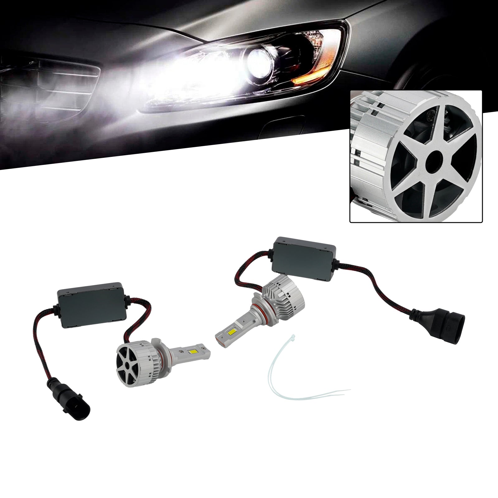 LED Headlight Bulb Kit Hi/Low Beam Lamp HB3/4 9005 9006 12V 75W 6500K For HELLA