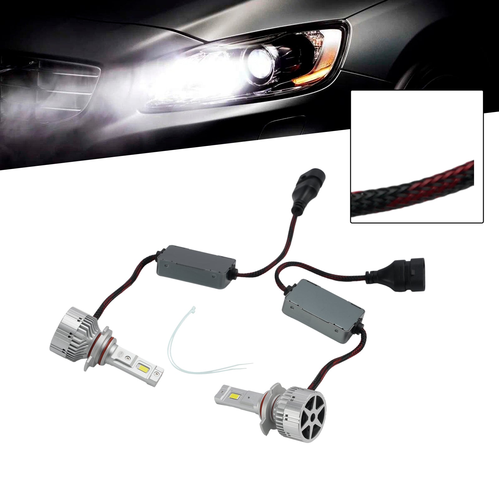 LED Headlight Bulb Kit High Low Beam Lamp HIR2 9012 12V 75W 6500K For HELLA