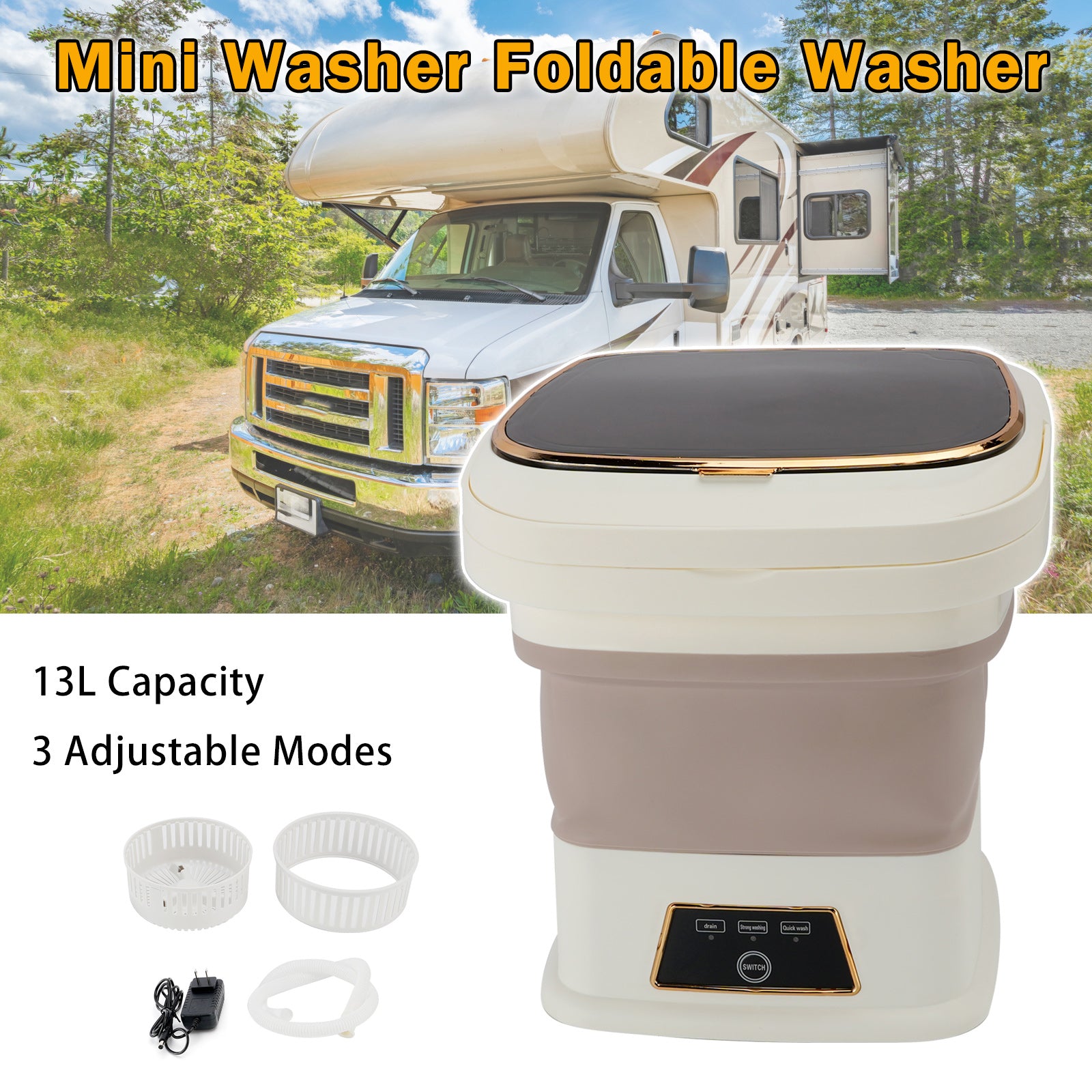 13L Portable Washing Machine Mini Washer Foldable Washer For Underwear Family