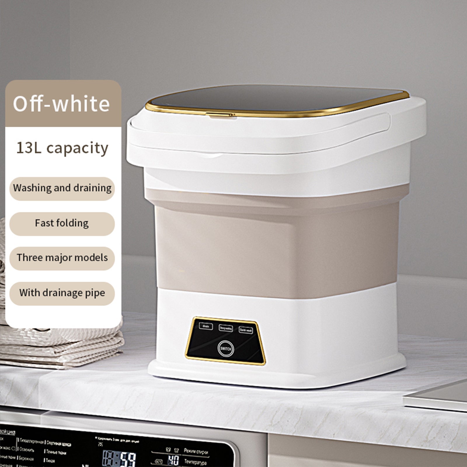 13L Portable Washing Machine Mini Washer Foldable Washer For Underwear Family