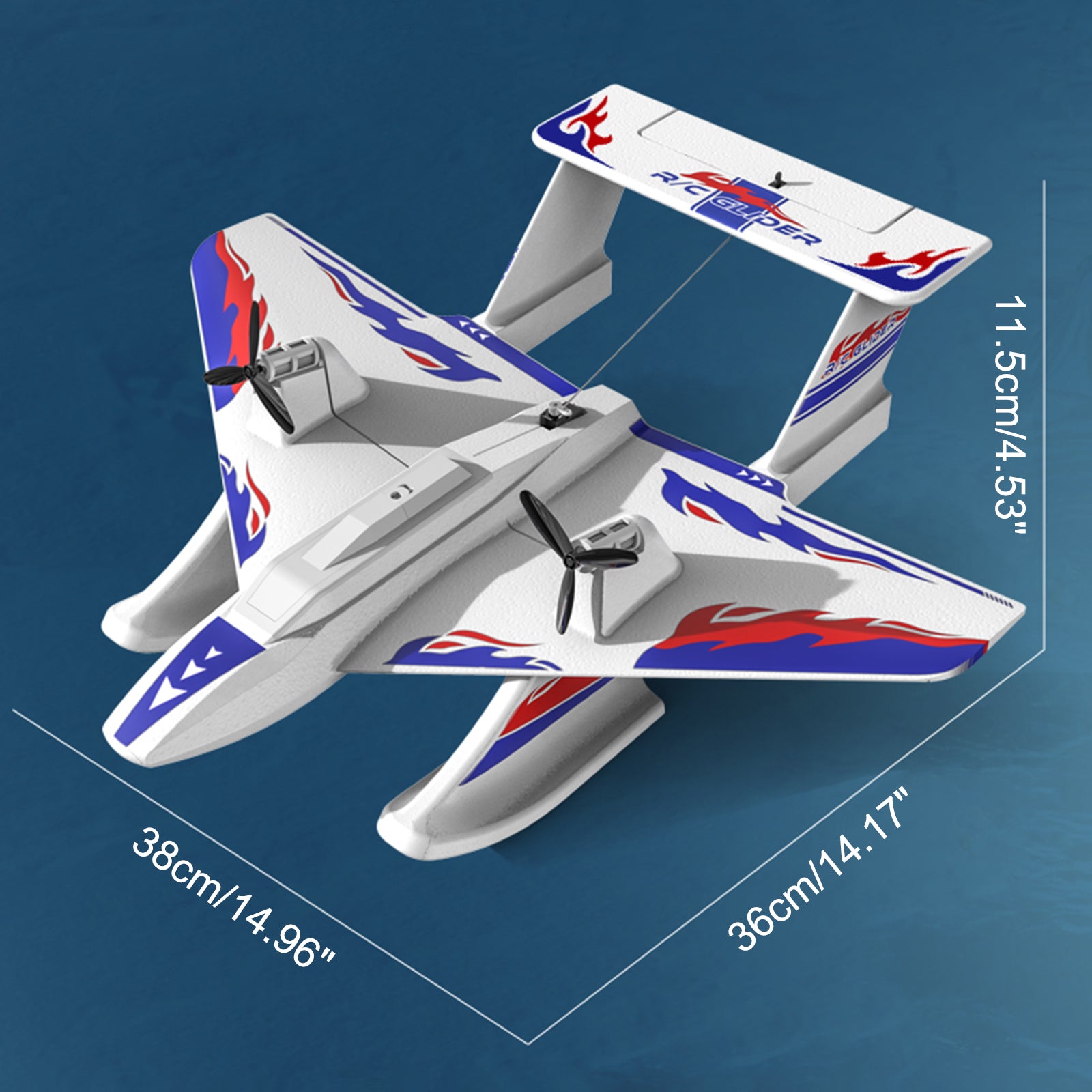 KF701 2.4GHz 3CH RC Plane For Water Land & Air Aircraft Remote With 2 Batteries