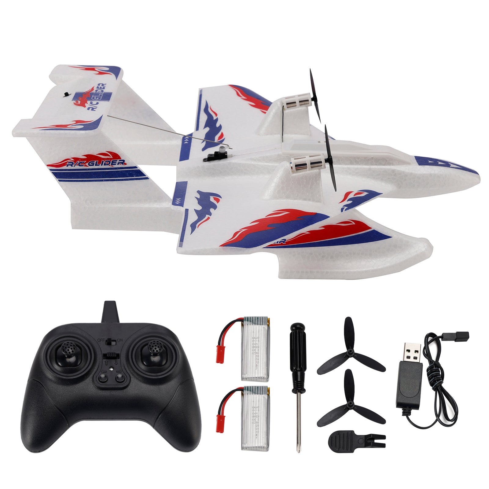KF701 2.4GHz 3CH RC Plane For Water Land & Air Aircraft Remote With 2 Batteries