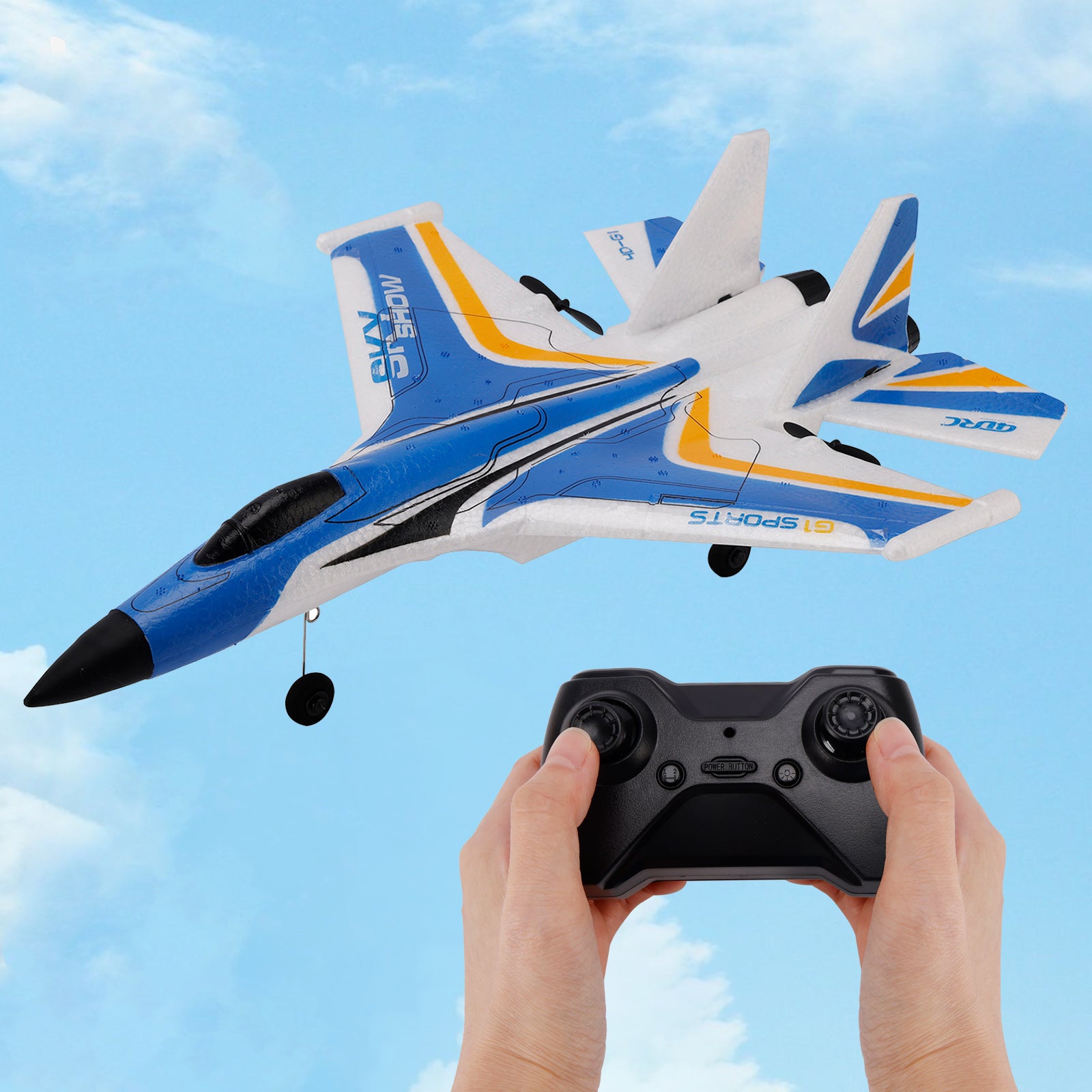 4D-G1 2CH RC Glider Fighter Jet Airplane Toy Gift With 2 Batteries Blue