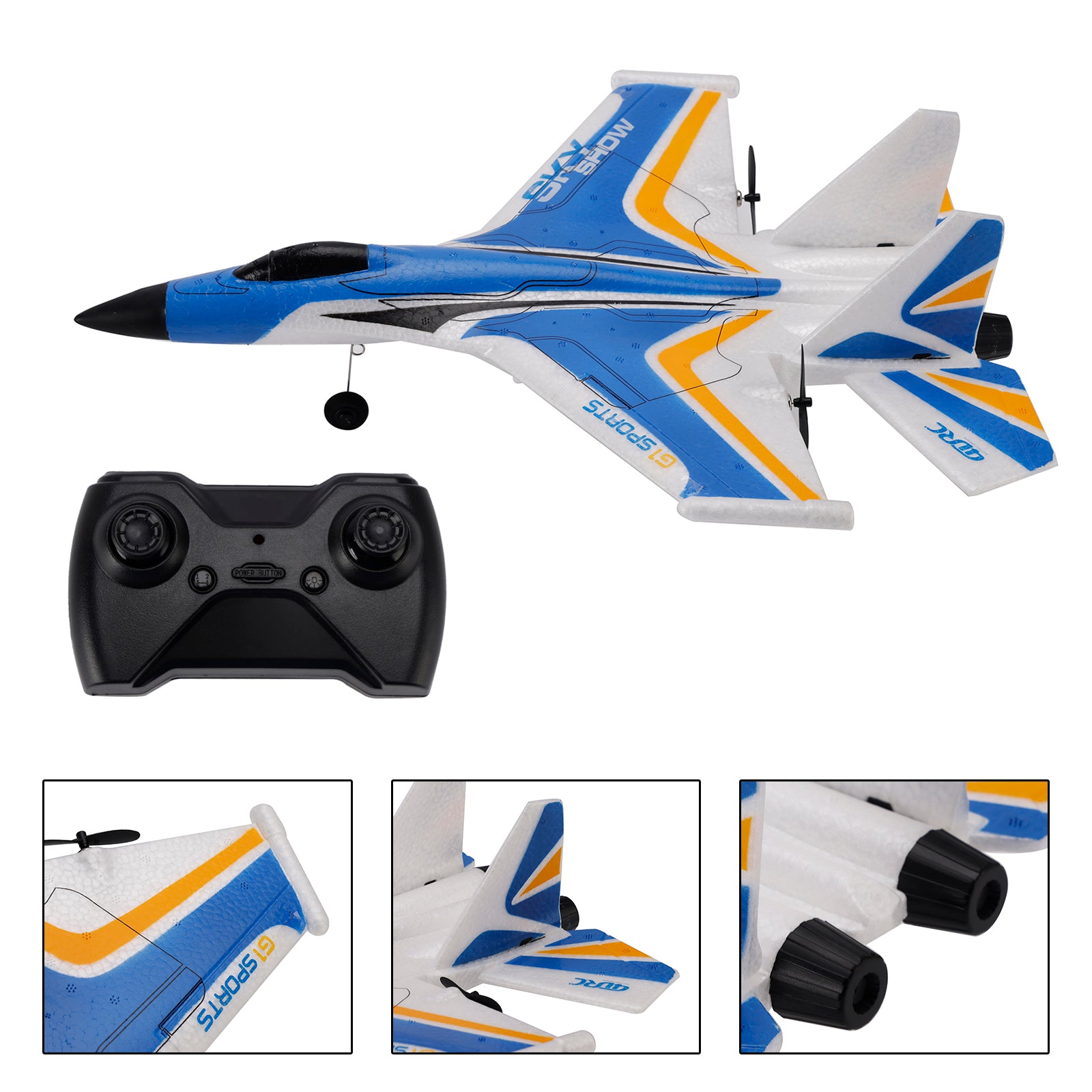 4D-G1 2CH RC Glider Fighter Jet Airplane Toy Gift With 2 Batteries Blue