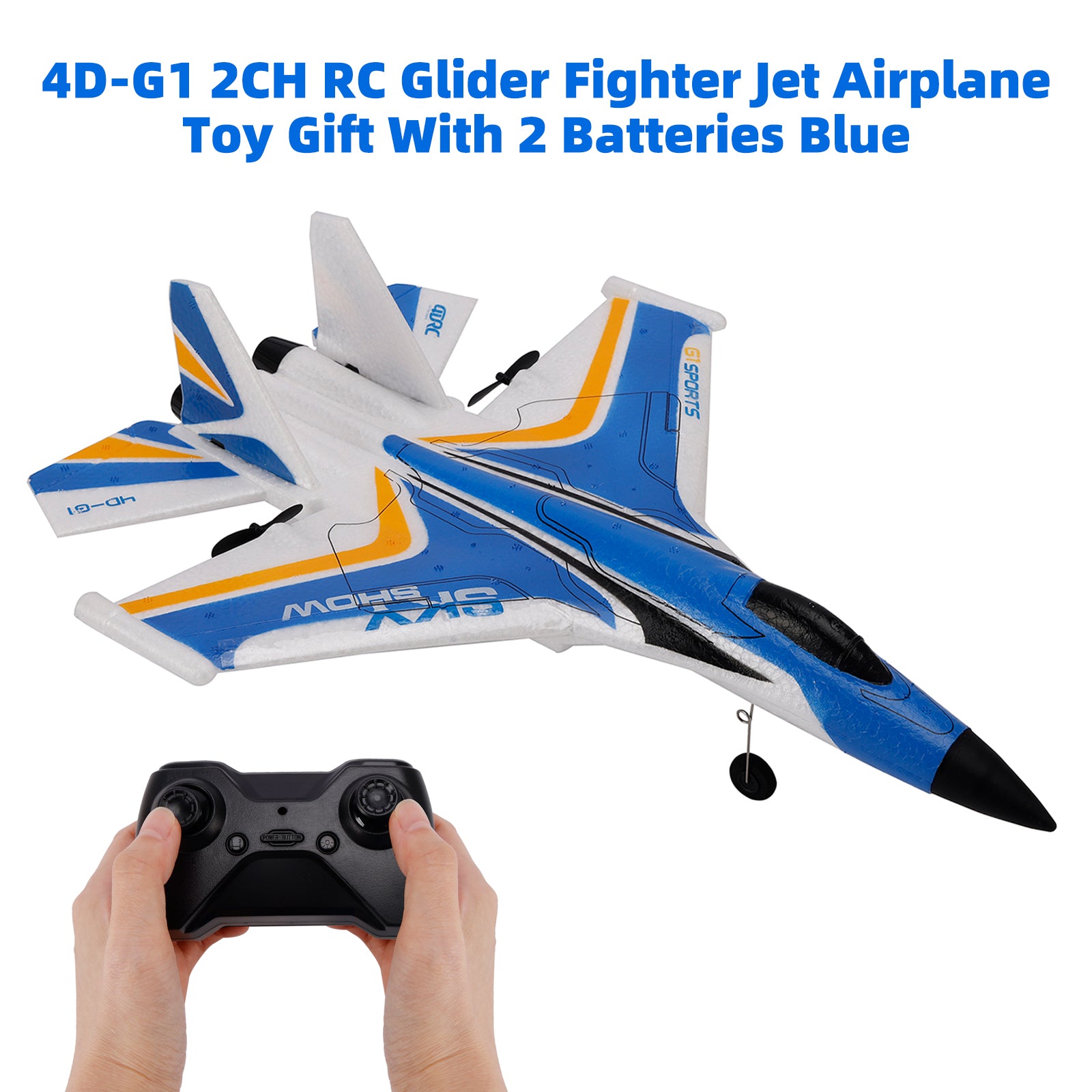 4D-G1 2CH RC Glider Fighter Jet Airplane Toy Gift With 2 Batteries Blue