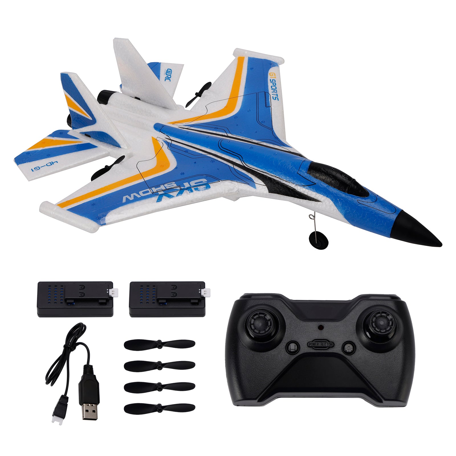 4D-G1 2CH RC Glider Fighter Jet Airplane Toy Gift With 2 Batteries Blue