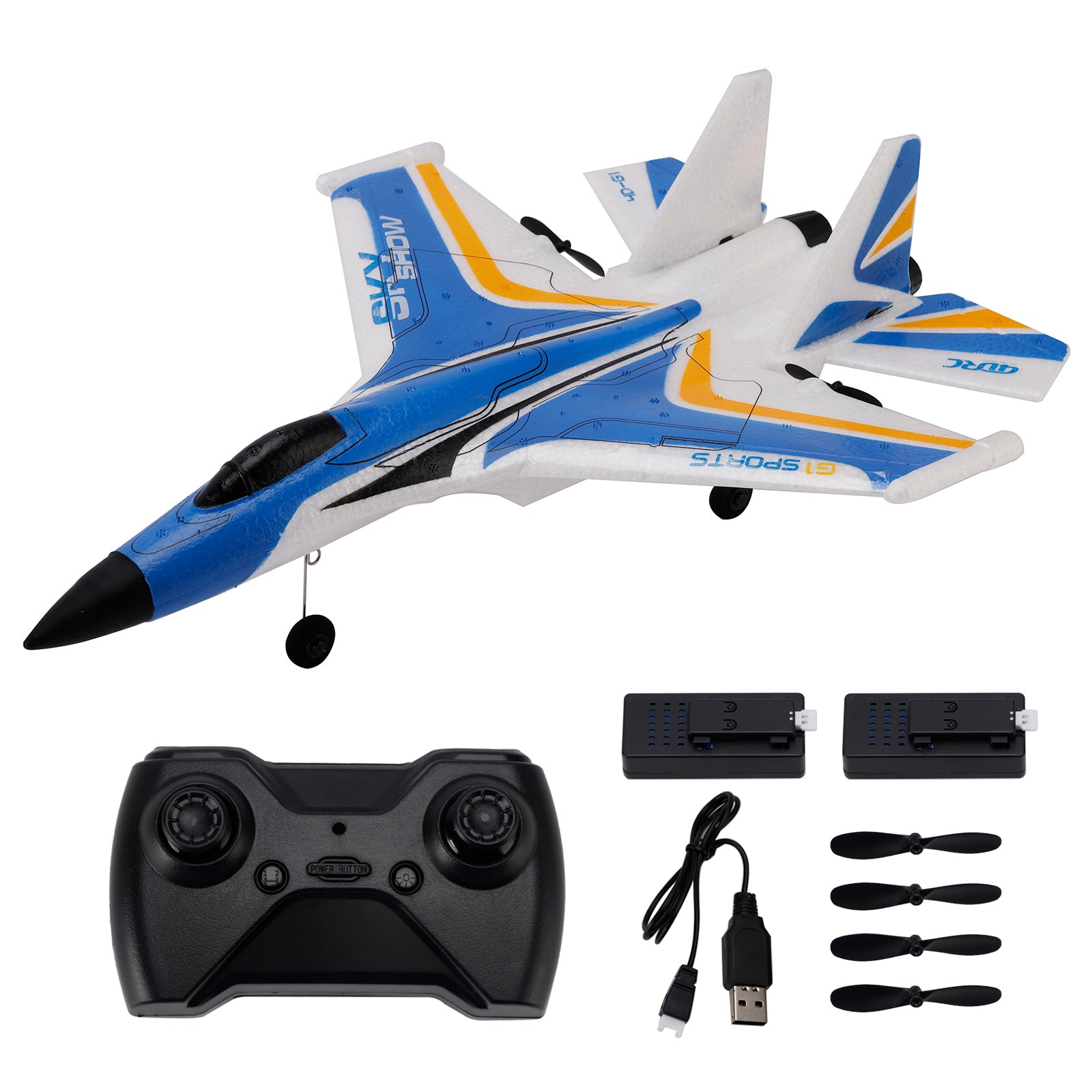 4D-G1 2CH RC Glider Fighter Jet Airplane Toy Gift With 2 Batteries Blue