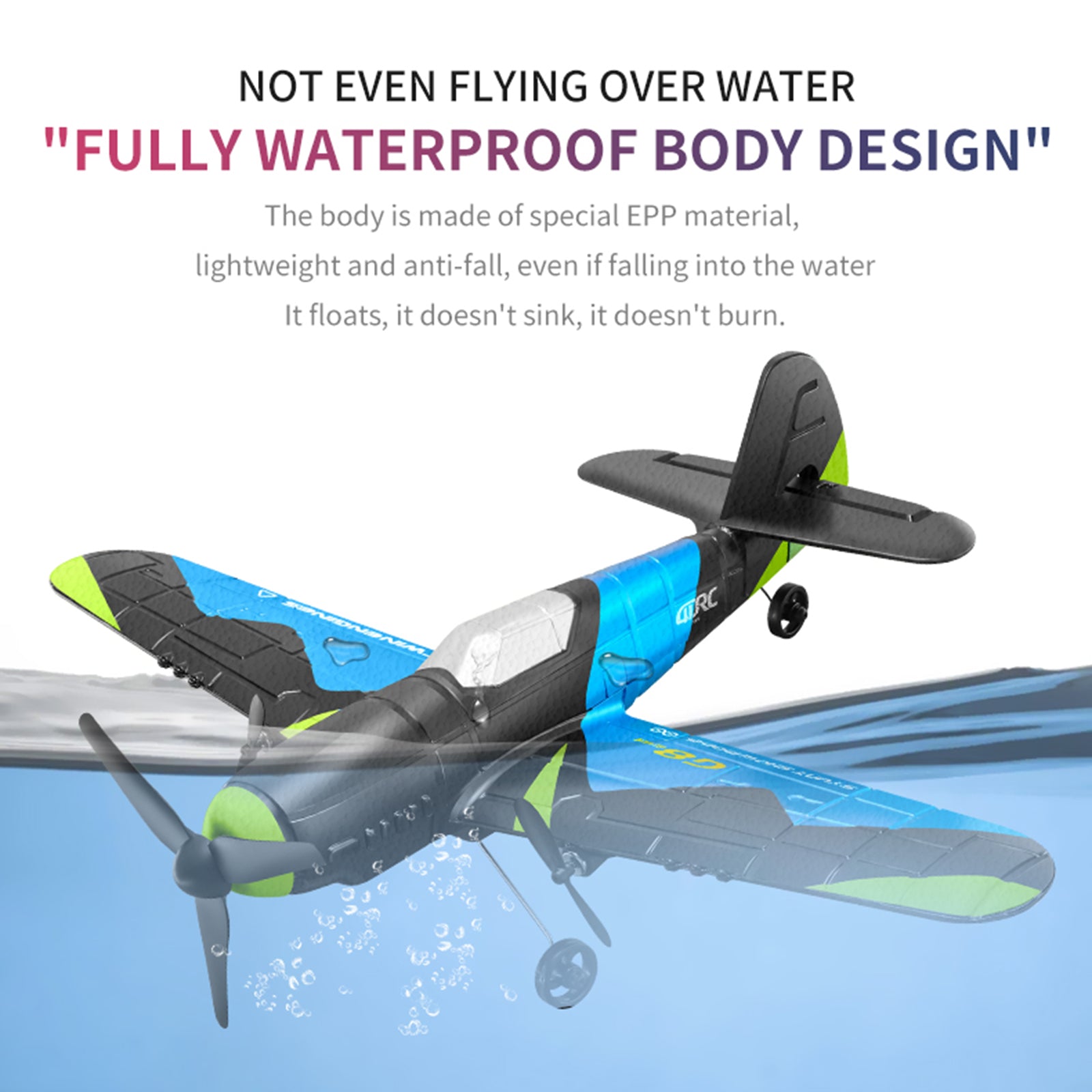 4D-G8 2.4GHz 2 Channel RC Glider Airplane Kid Toy Gift With 2 Batteries Blue