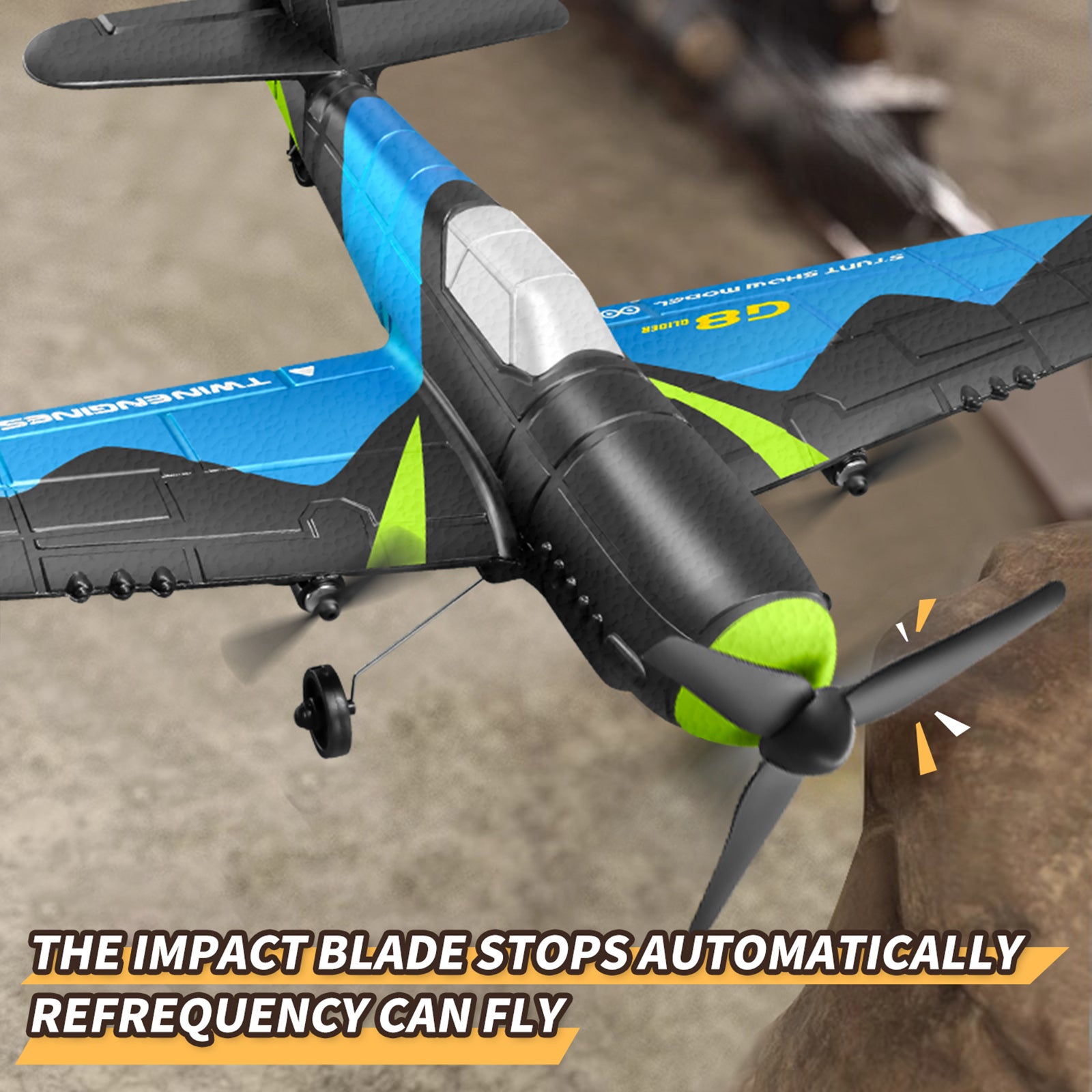 4D-G8 2.4GHz 2 Channel RC Glider Airplane Kid Toy Gift With 2 Batteries Blue
