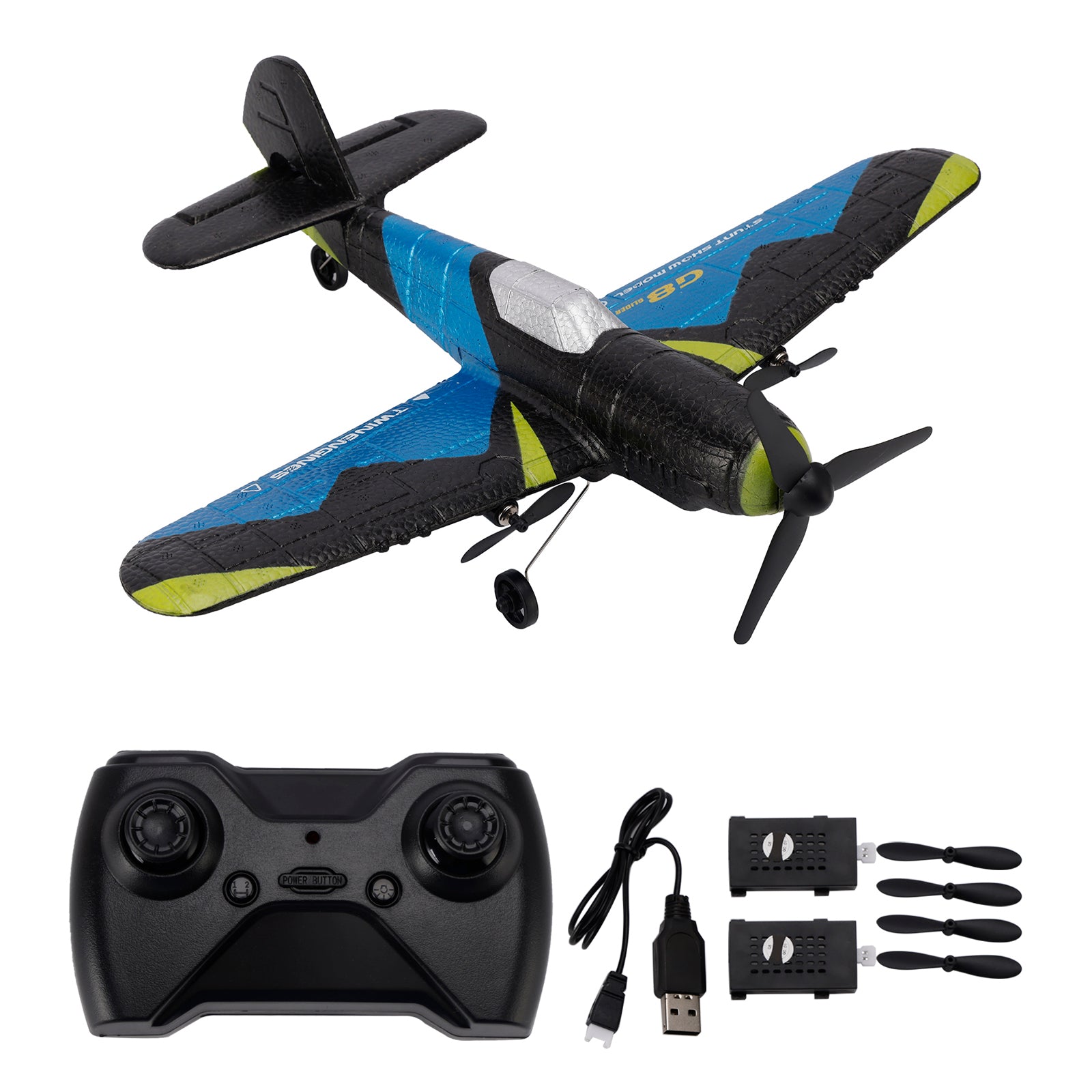 4D-G8 2.4GHz 2 Channel RC Glider Airplane Kid Toy Gift With 2 Batteries Blue