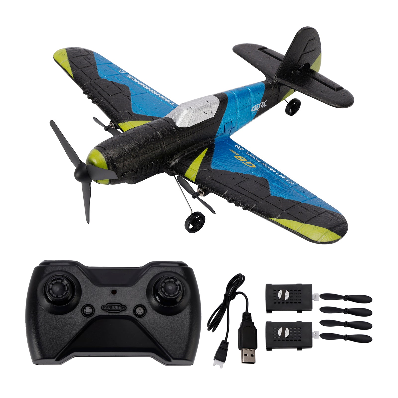 4D-G8 2.4GHz 2 Channel RC Glider Airplane Kid Toy Gift With 2 Batteries Blue