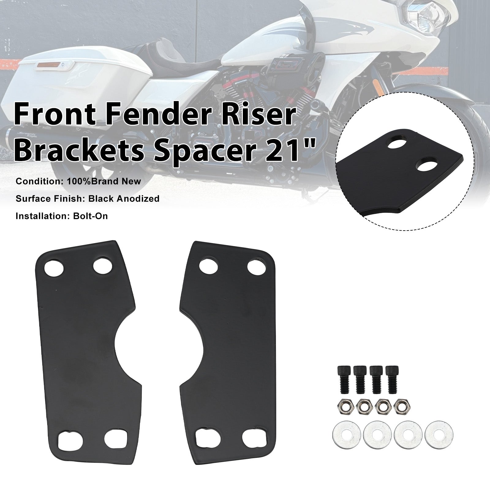 Front Fender Riser Brackets Spacer 21" For Touring Road Glide King Street 2024+
