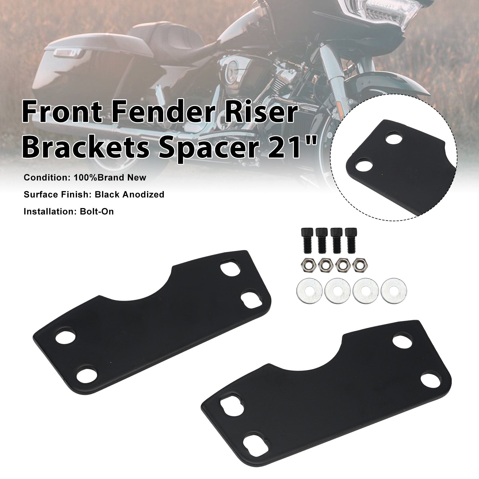 Front Fender Riser Brackets Spacer 21" For Touring Road Glide King Street 2024+