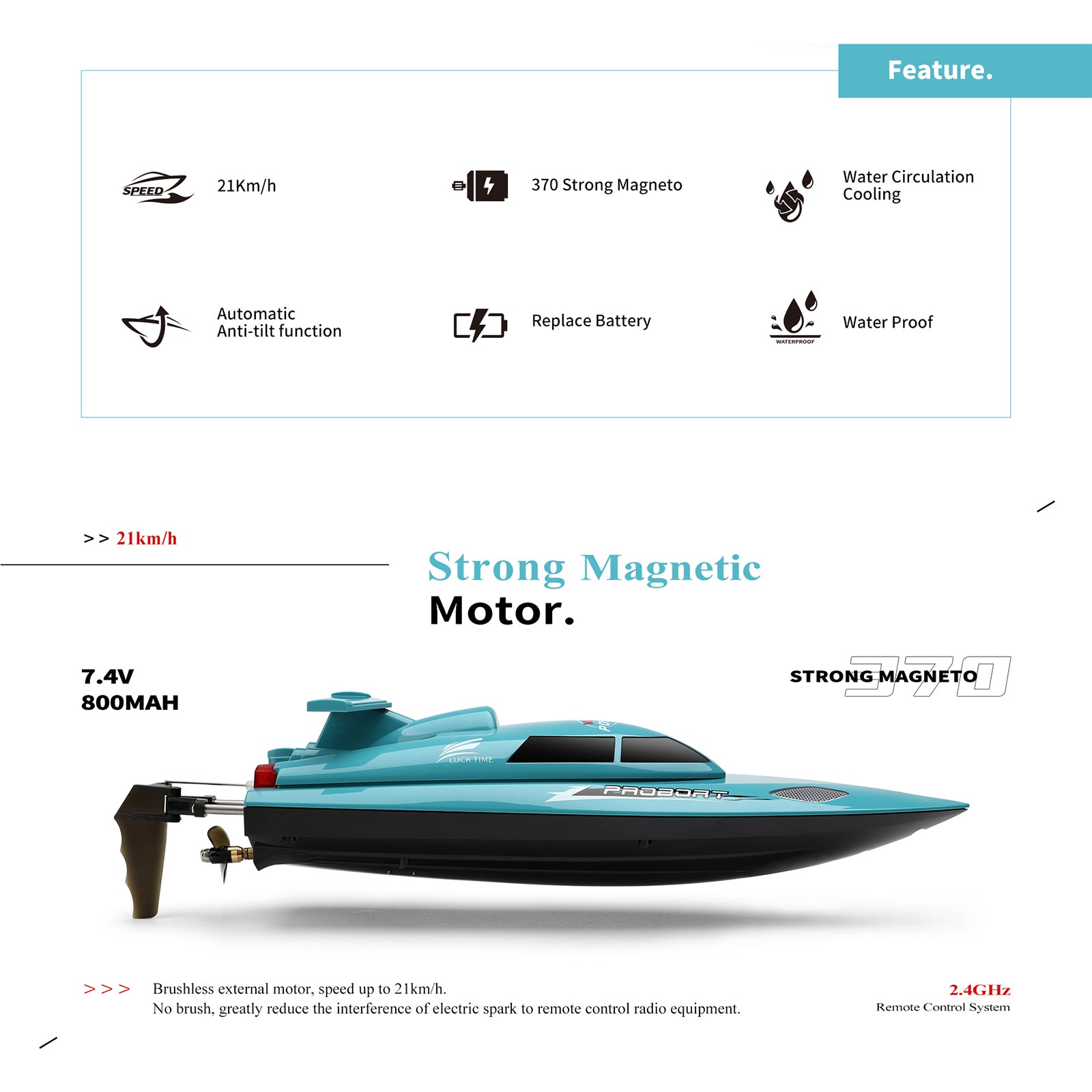 WLtoys WL911-A 2.4GHz 21KM/H High Speed RC Racing Boat Toy With Self Righting