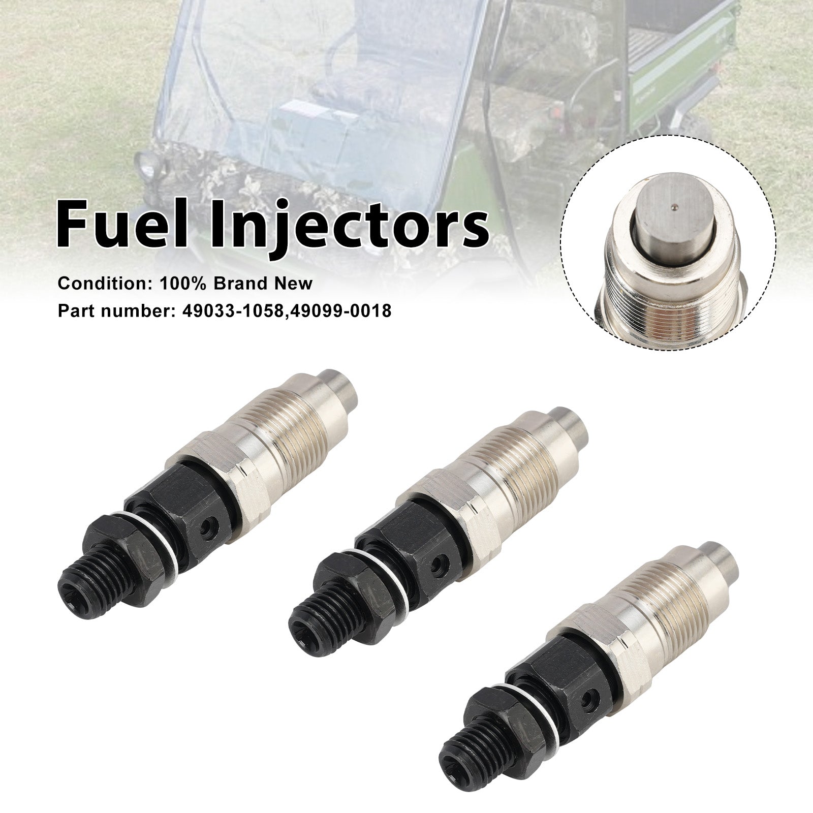 3PC 49099-0018 Fuel Injectors 49033-1058 For Kawasaki DM950 DM850 Mule 2510 3010