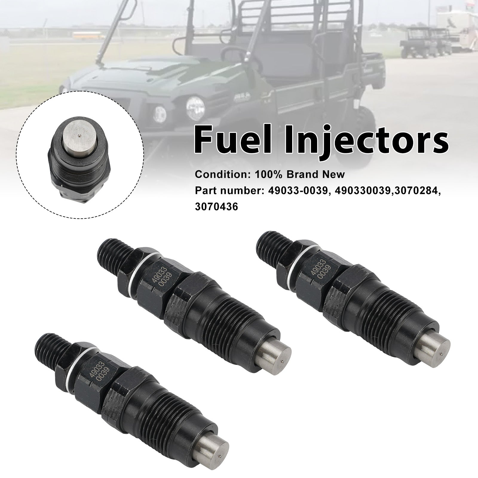 3PC 49033-0039 Fuel Injectors 3070284 3070436 For Kawasaki KAF1000 Polaris UTV