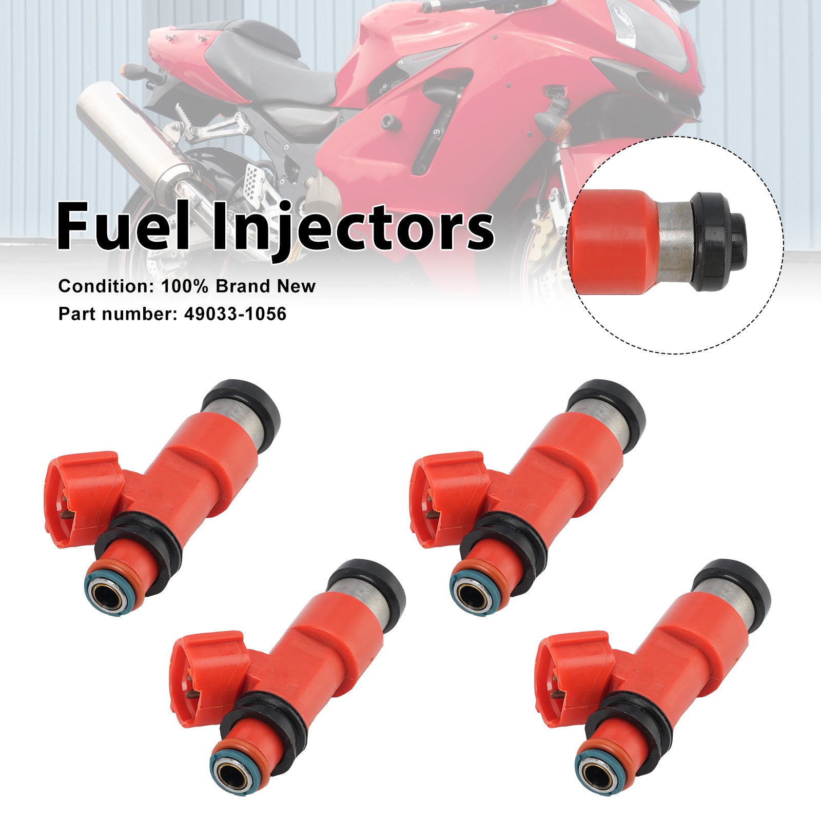 4PC Fuel Injectors 49033-1056 For Kawasaki Ninja ZX12R ZX1200 2002-2003