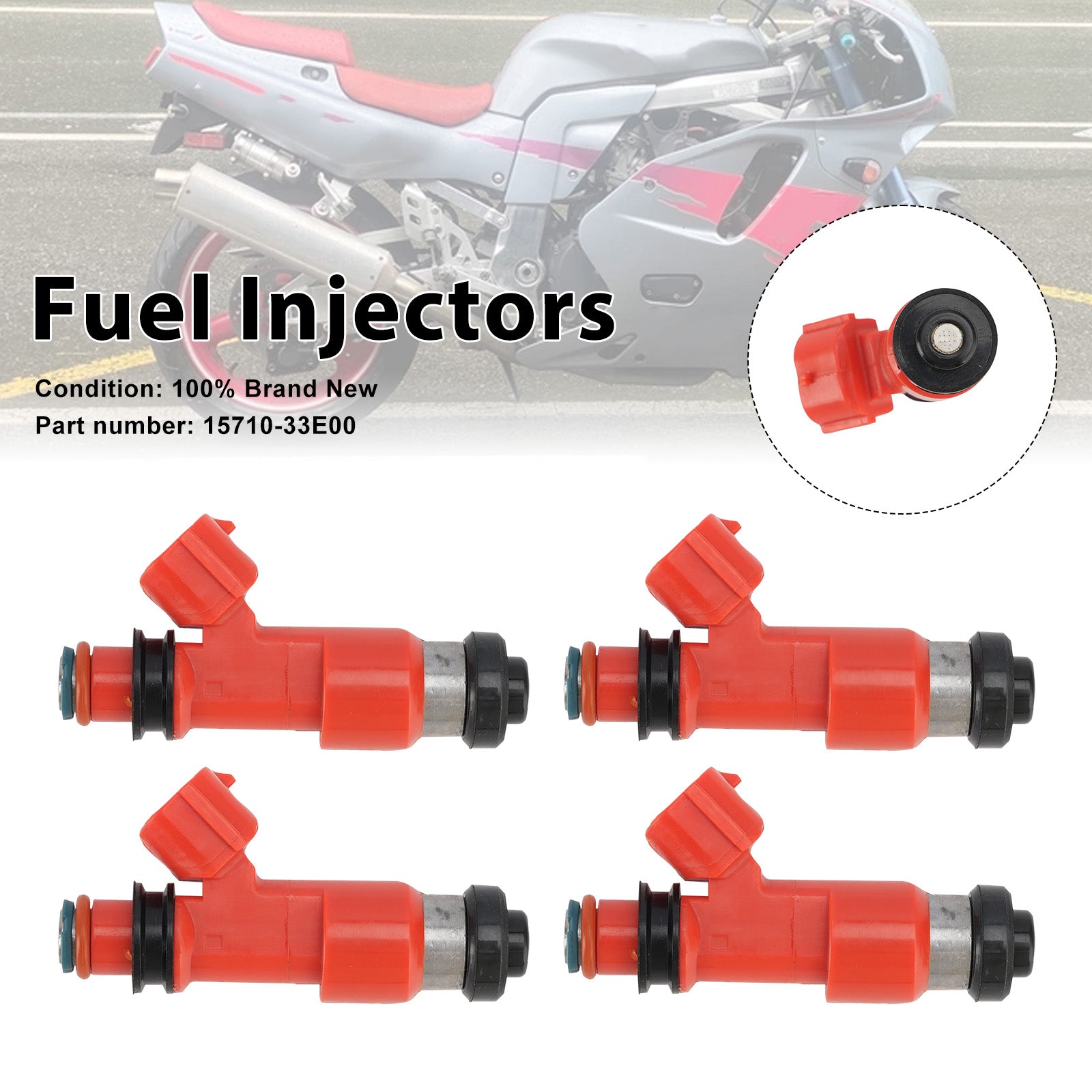4PC Fuel Injectors 15710-33E00 For Suzuki GSXR750 GSX-R750 1998-1999