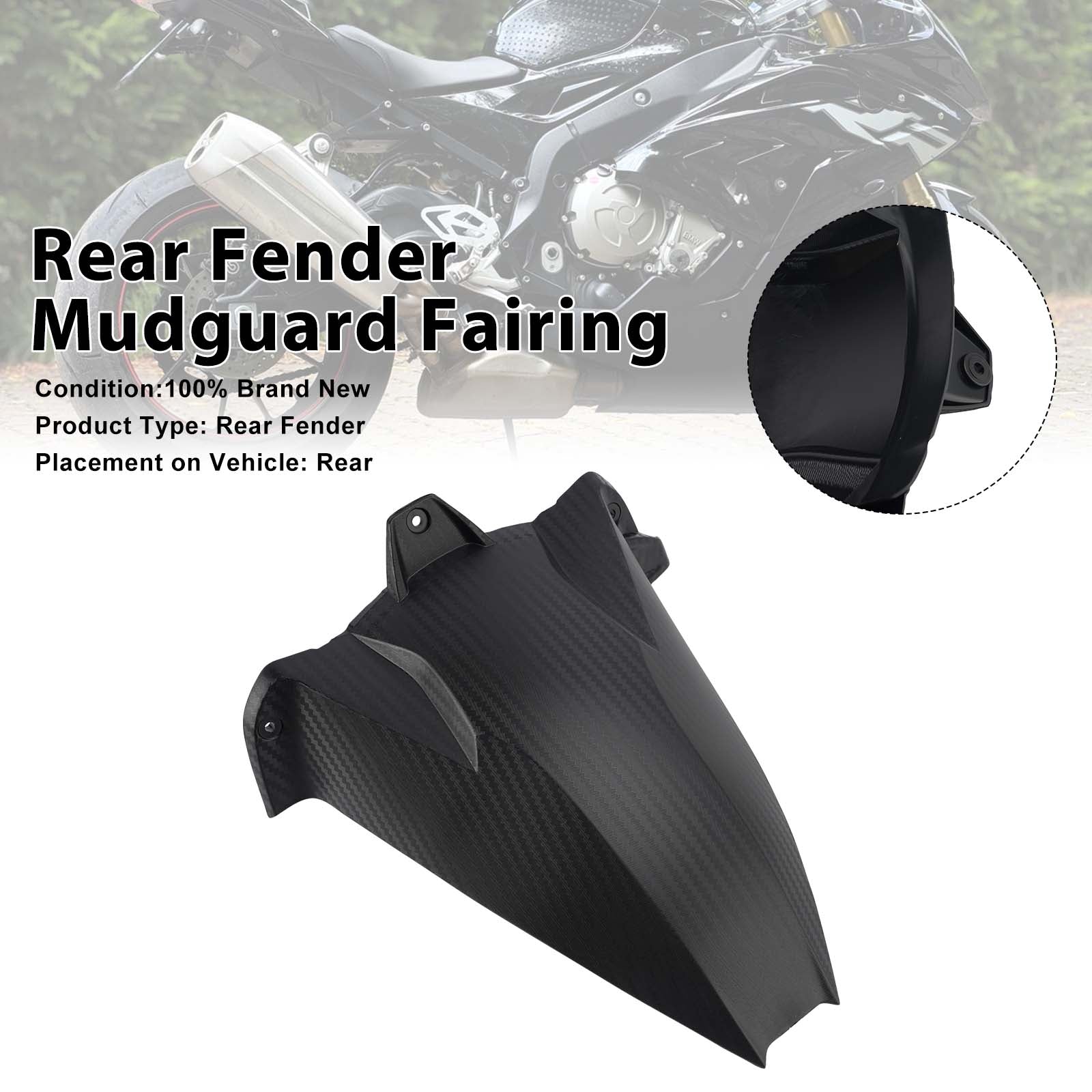 Rear Fender Mudguard Fairing For BMW S1000RR 2009-2018 Black