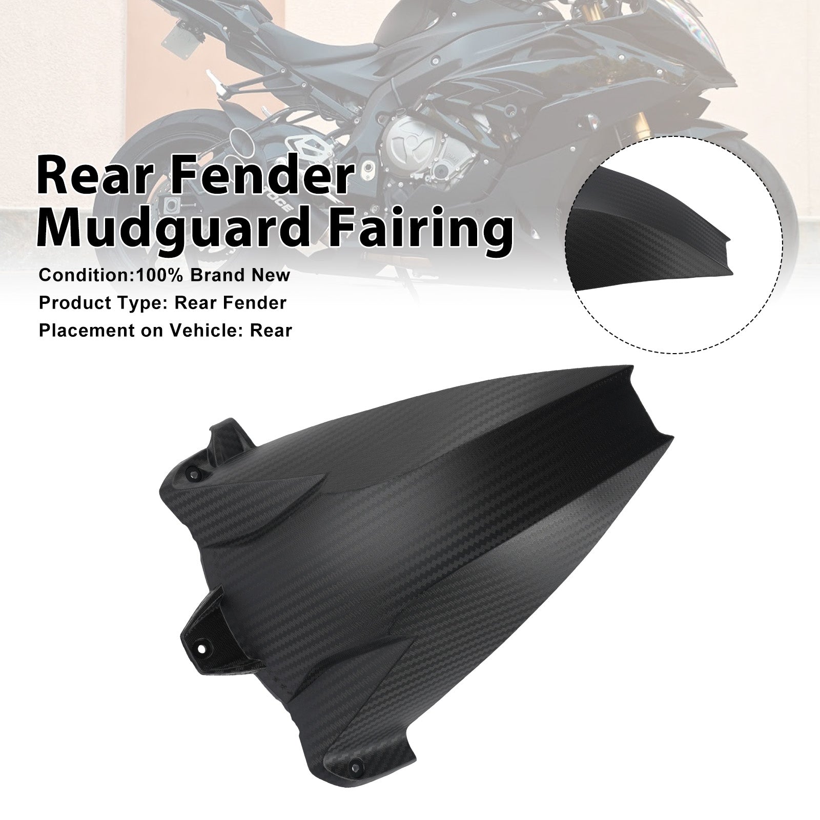Rear Fender Mudguard Fairing For BMW S1000RR 2009-2018 Black