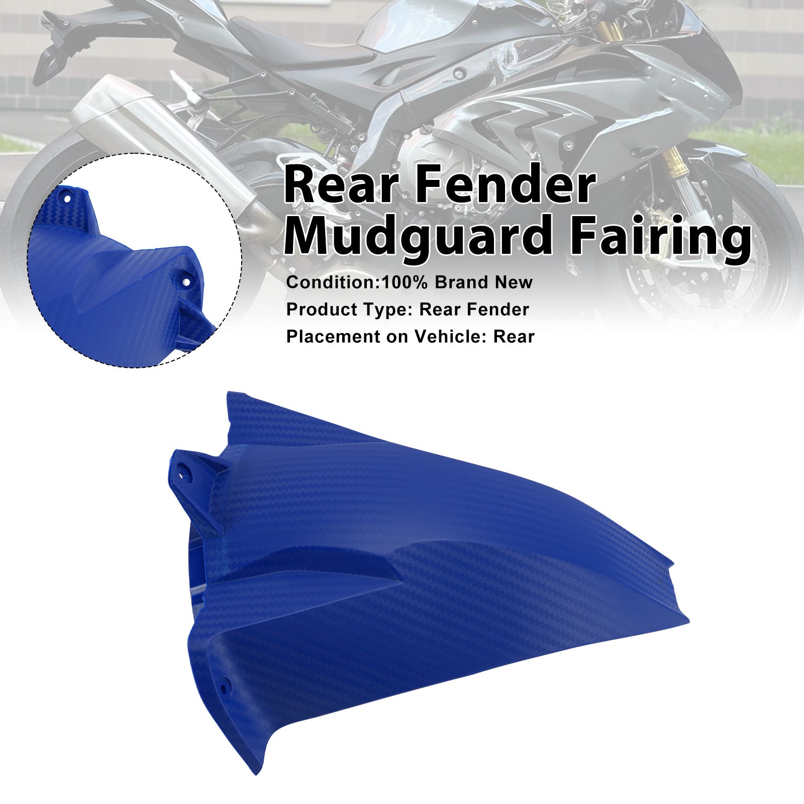 Rear Fender Mudguard Fairing For BMW S1000RR 2009-2018 Blue