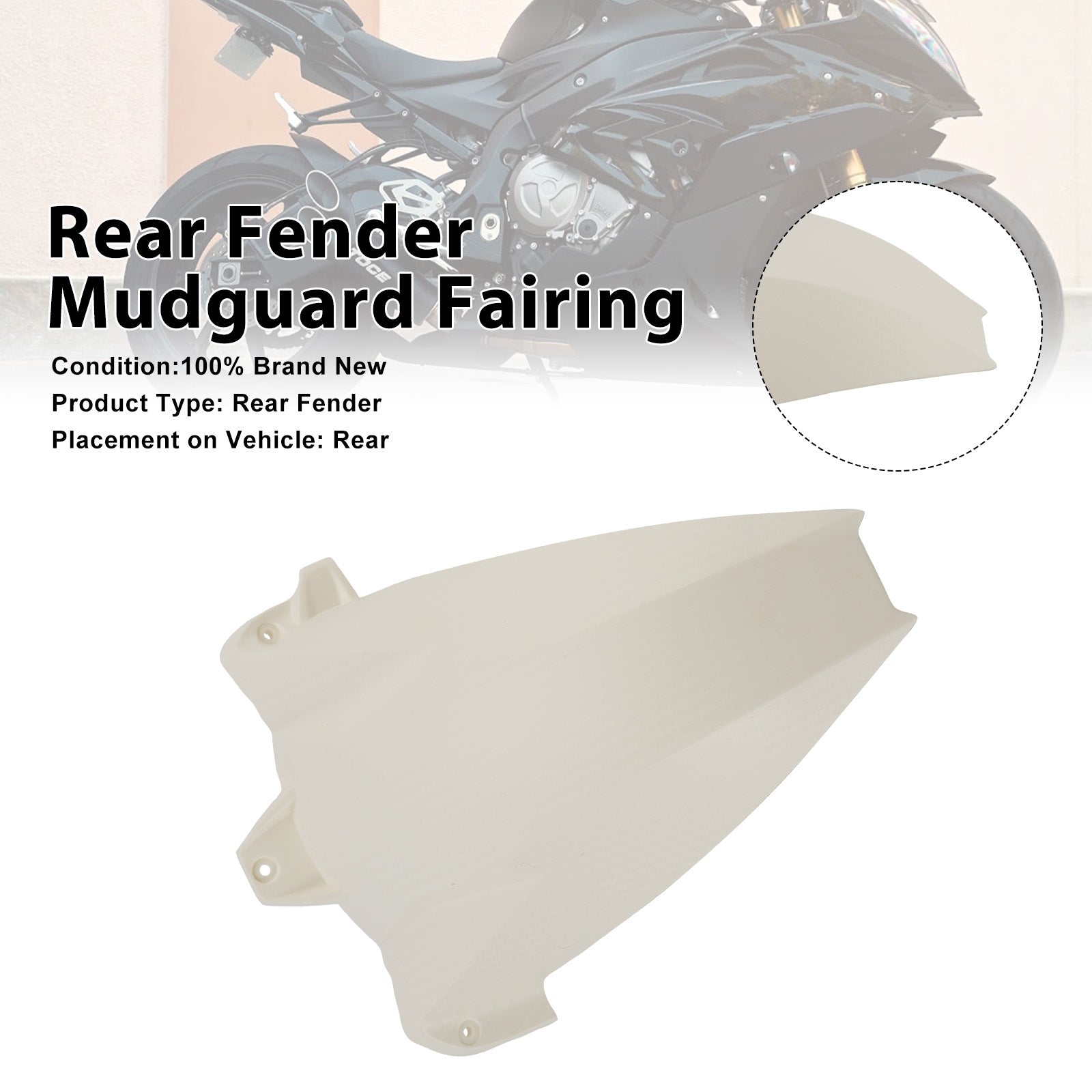 Rear Fender Mudguard Fairing For BMW S1000RR 2009-2018 White