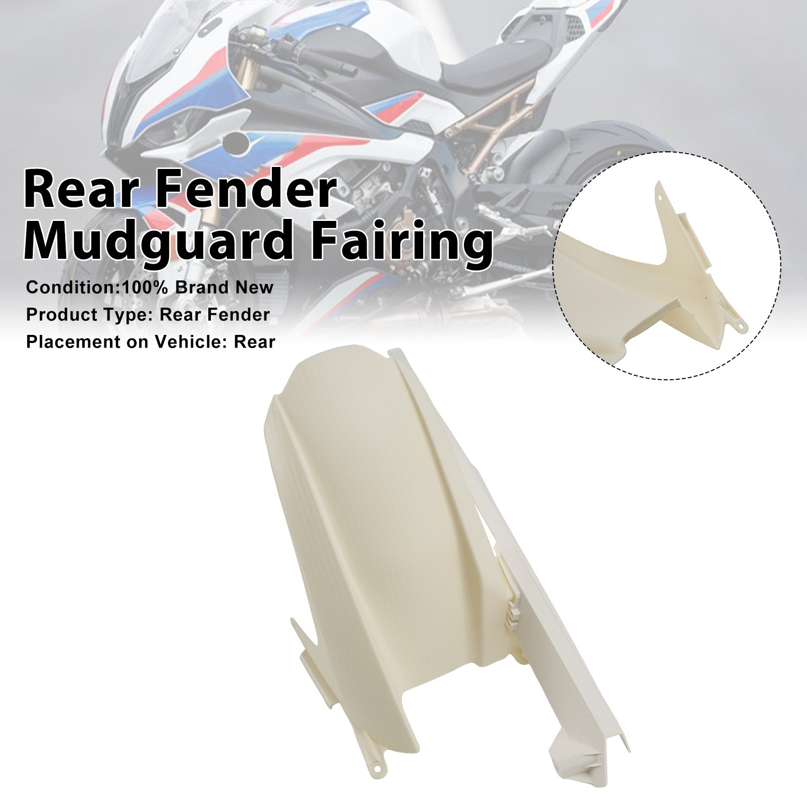 Rear Fender Mudguard Fairing For BMW S1000RR 2019-2026 White