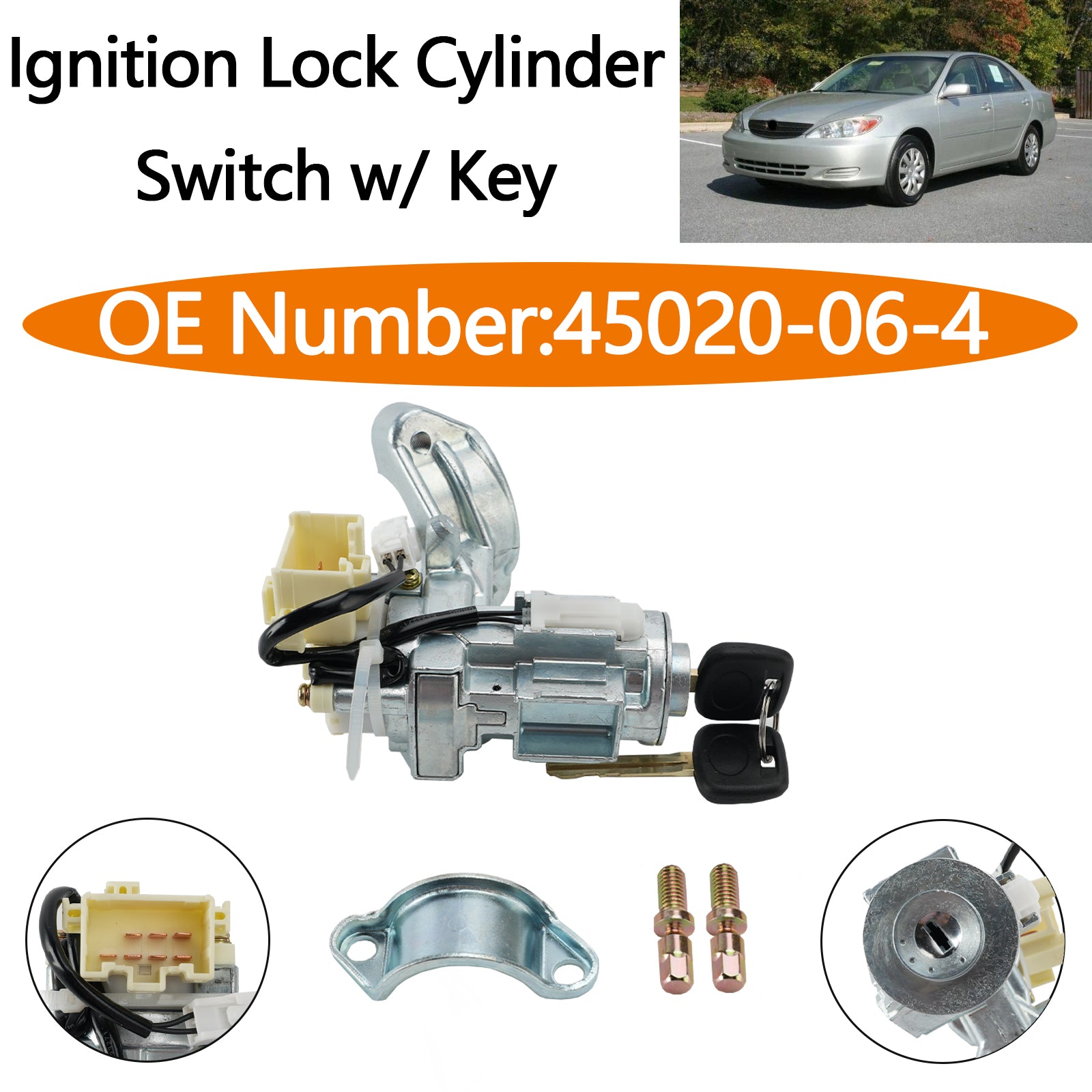 Ignition Lock Cylinder Switch w/ Key 45020-06-4 for Toyota Camry 2002-2006