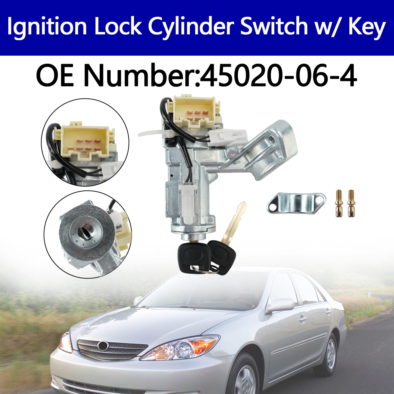 Ignition Lock Cylinder Switch w/ Key 45020-06-4 for Toyota Camry 2002-2006