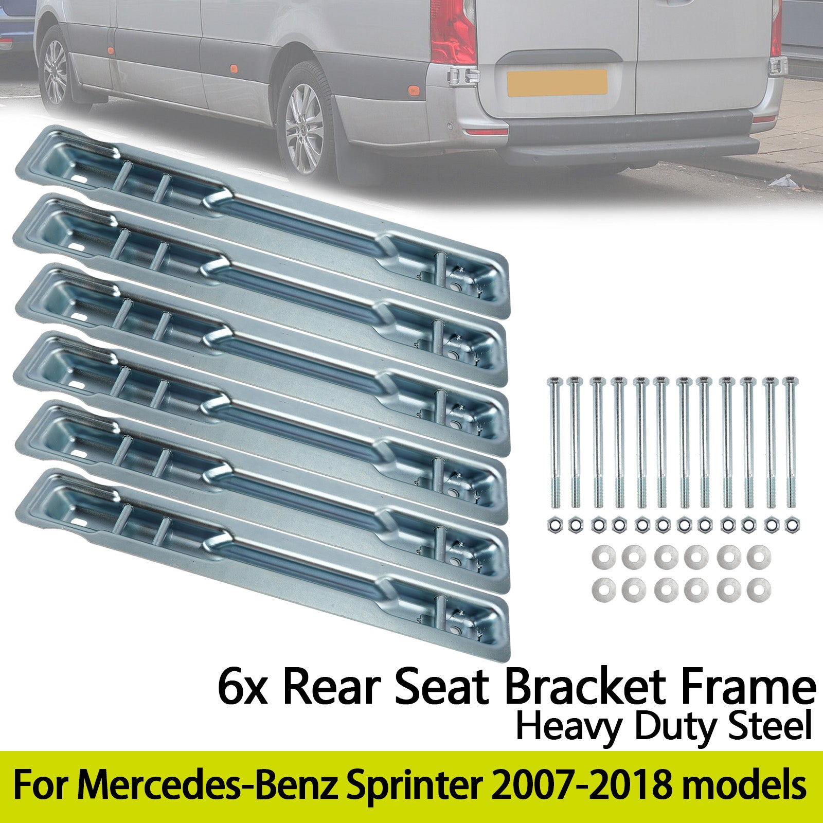 6x Rear Seat Bracket Frame Heavy Duty Steel For Benz Sprinter 2007-2018