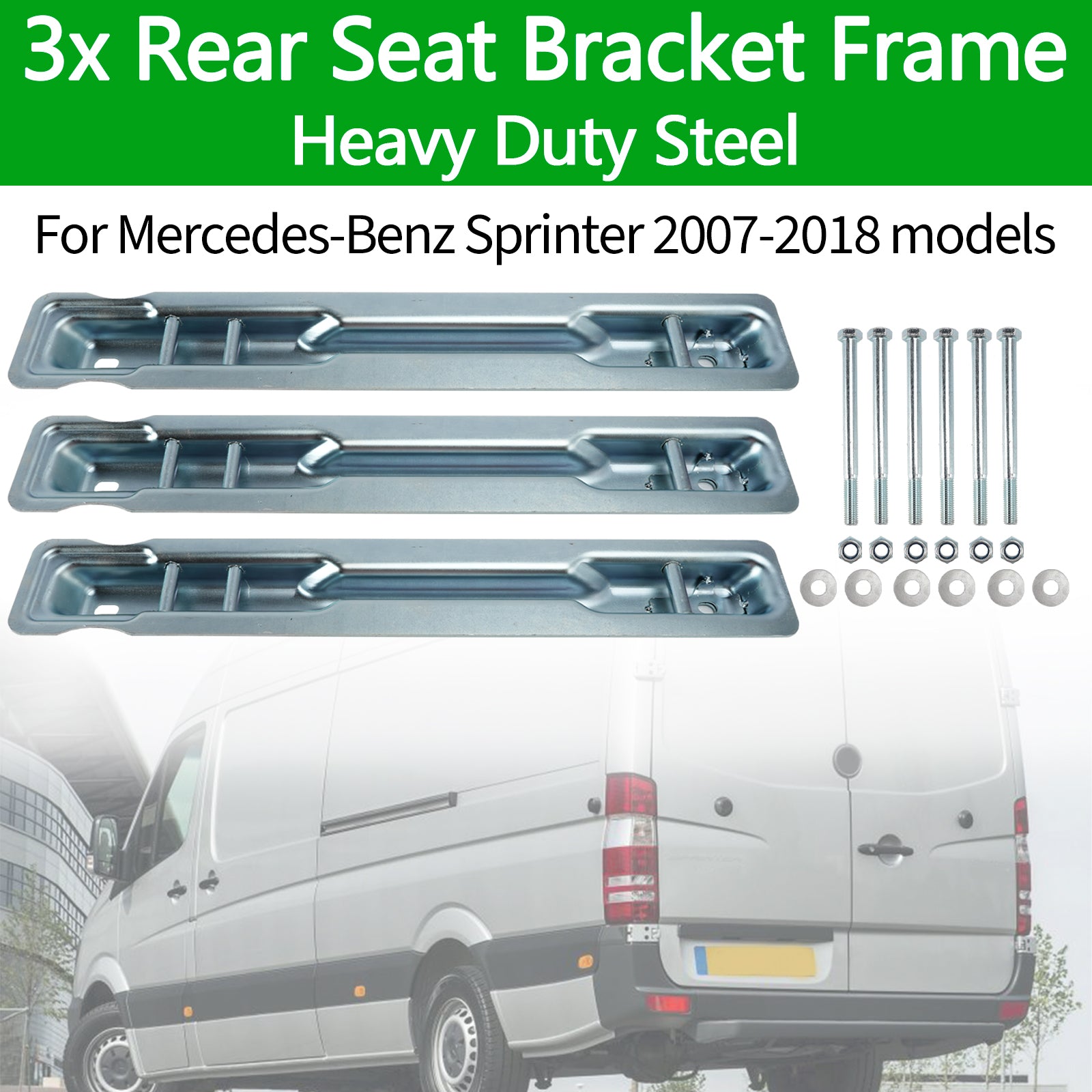 3x Rear Seat Bracket Frame Heavy Duty Steel For Benz Sprinter 2007-2018