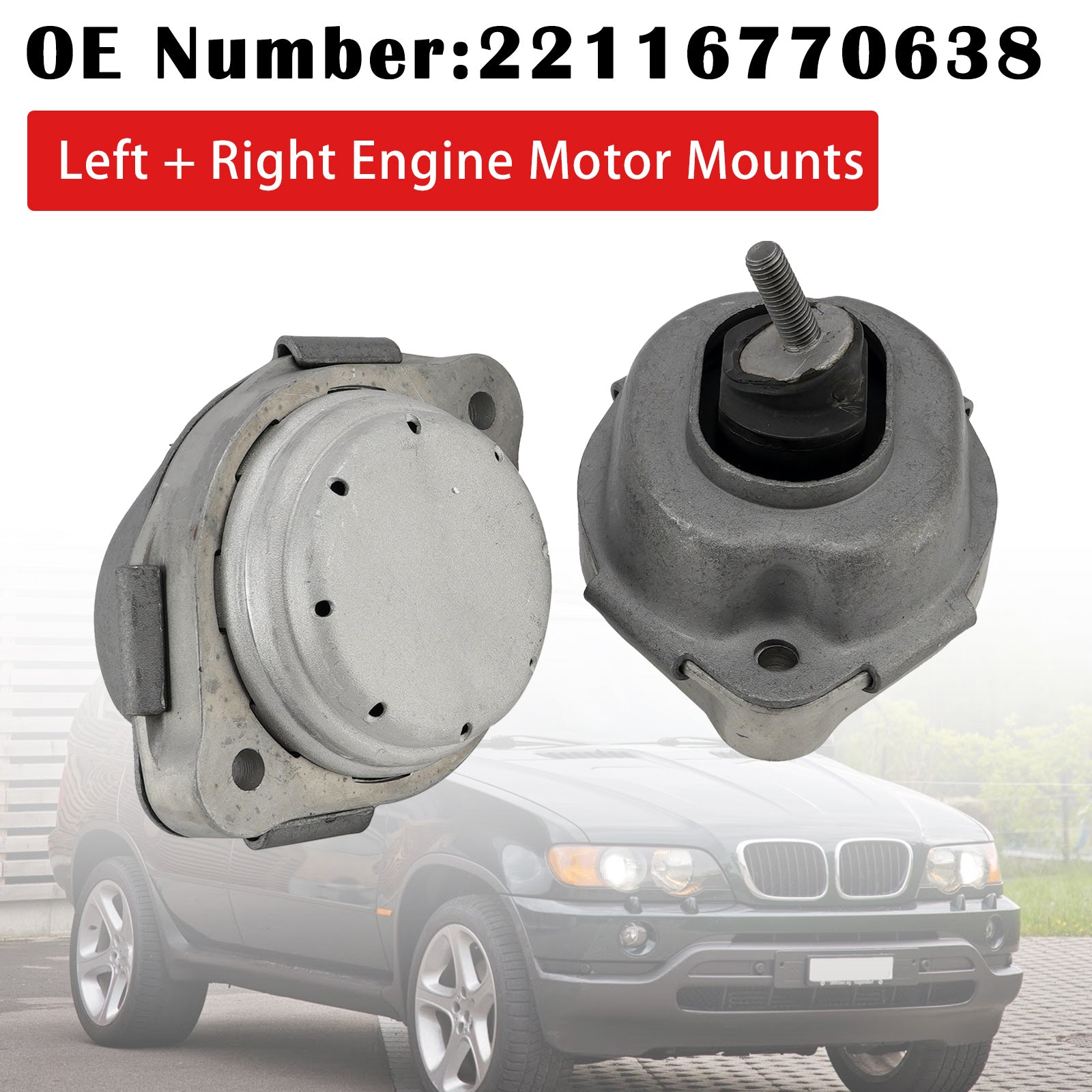Left + Right Engine Motor Mounts 22116770638 For BMW X5 E53 3.0d 2001-2006