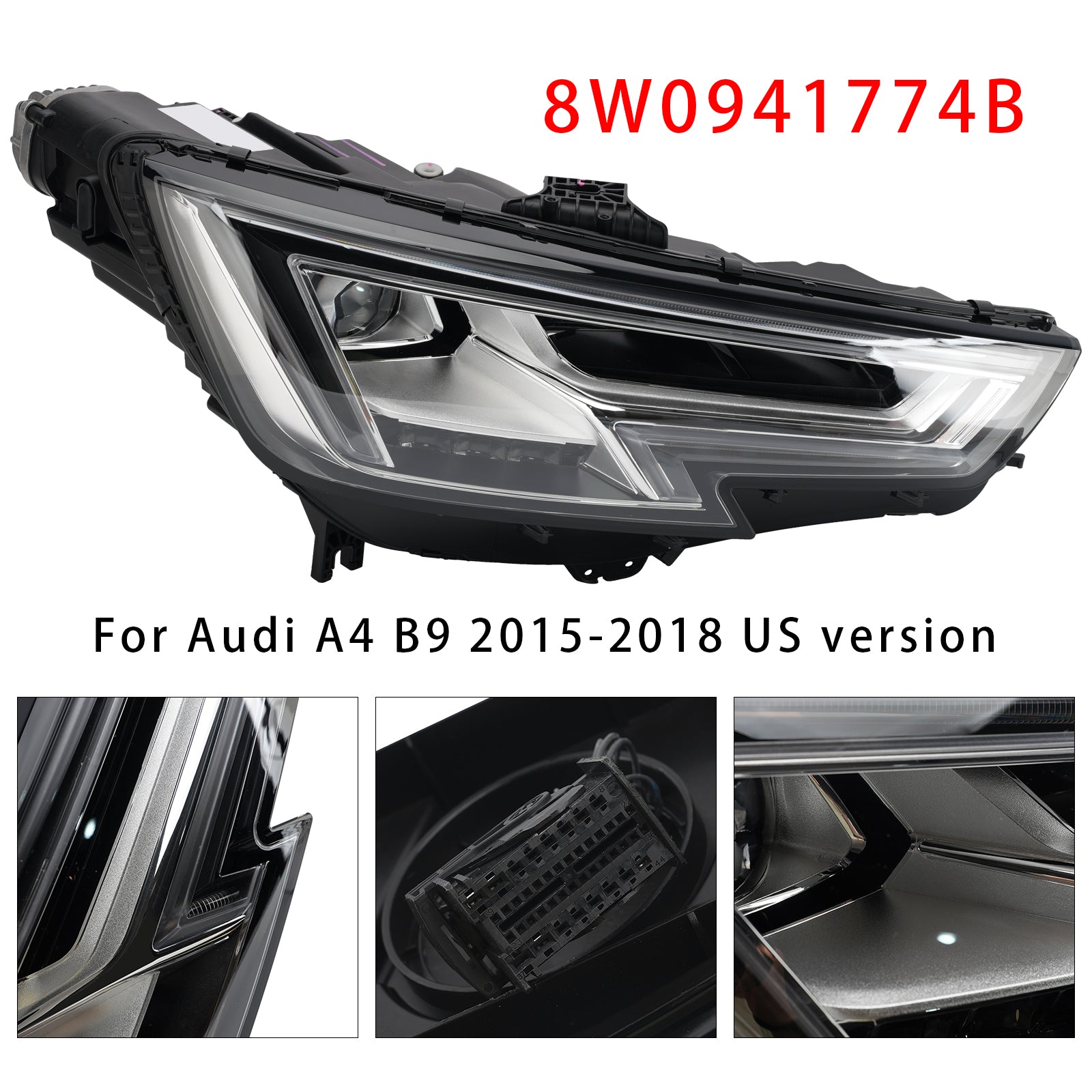 LED Right Headlight 8W0941774B For Audi A4 B9 2015-2018