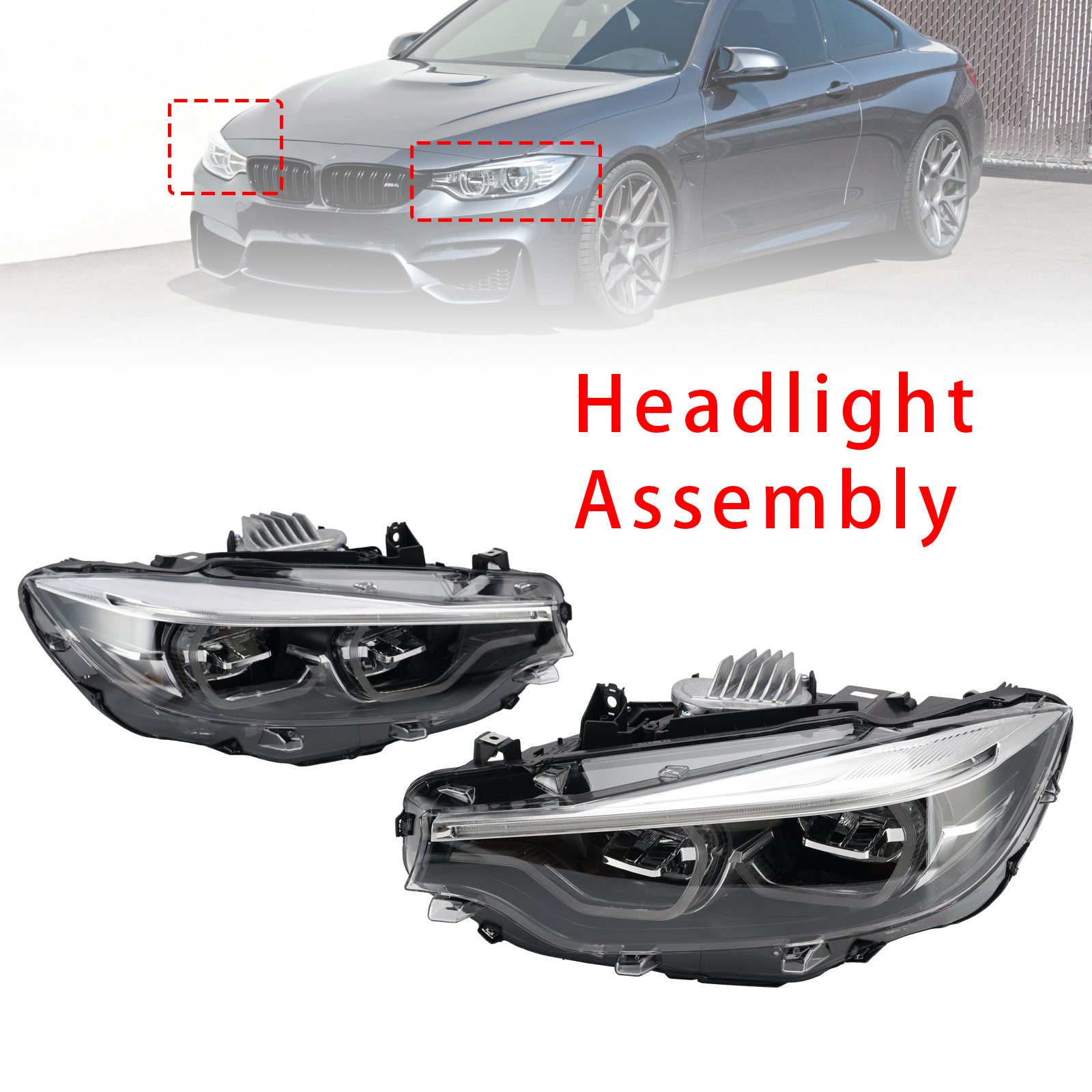 Ikon Headlights For BMW V2 LCI4 Series F32 F33 F80 F82 M3 White Yellow 6 Pin RHD