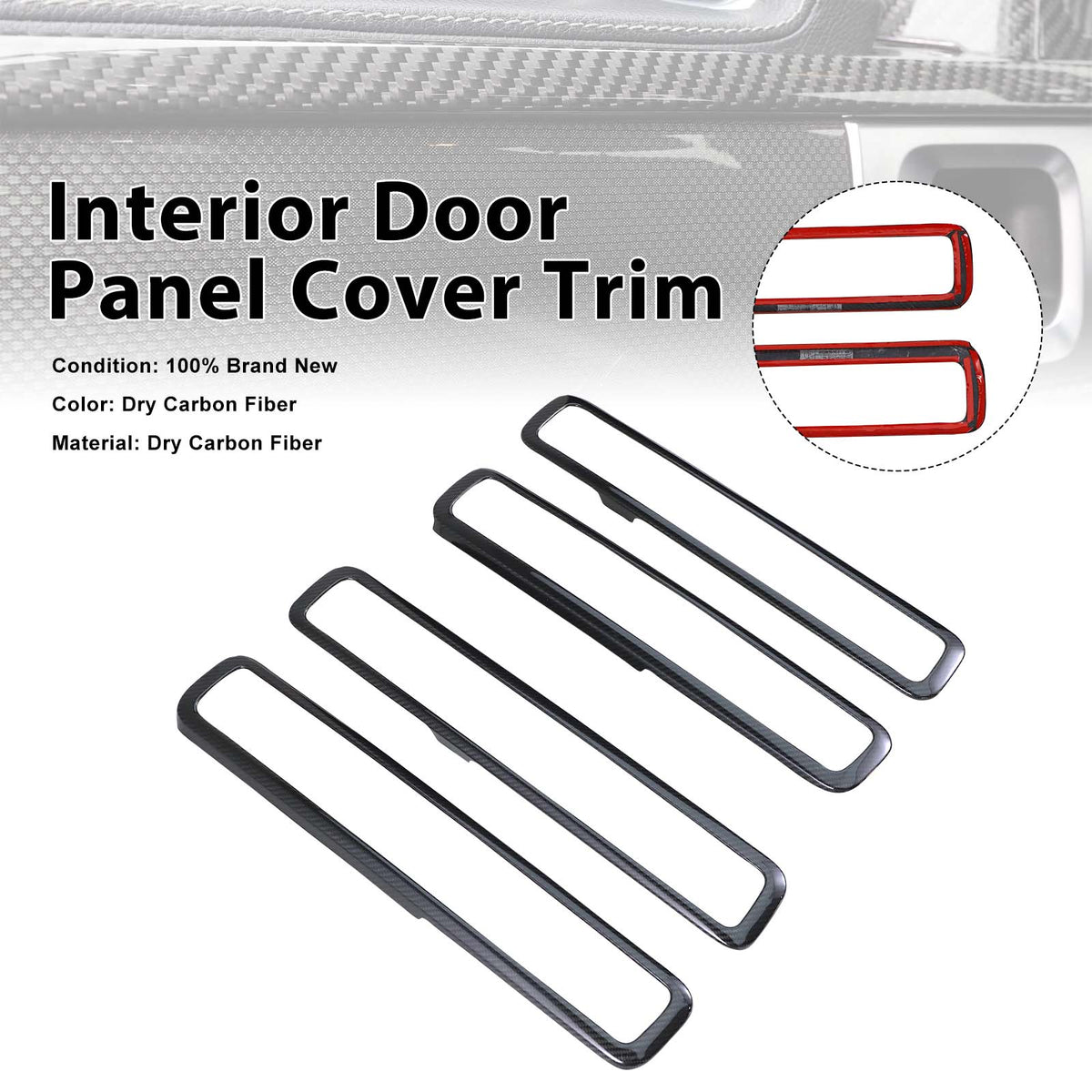 Dry Carbon Fiber Inner Door Frame Cover Trim Fit Benz W464 W463A G500 2019-2023