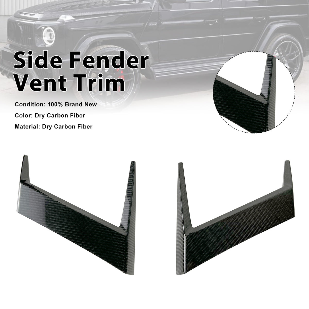 Dry Carbon Side Fender Vent Trim Fit Mercedes-Benz G Class W463A G63 W464 2019+