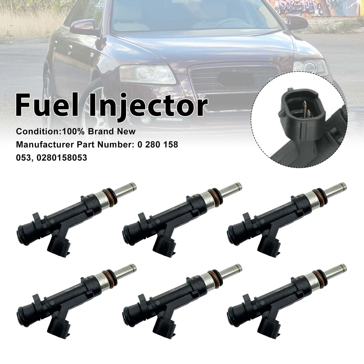 6Pcs Fuel Injector For Audi A6 2004-2008 A6 Avant 2.4 2005-2008 0280158053