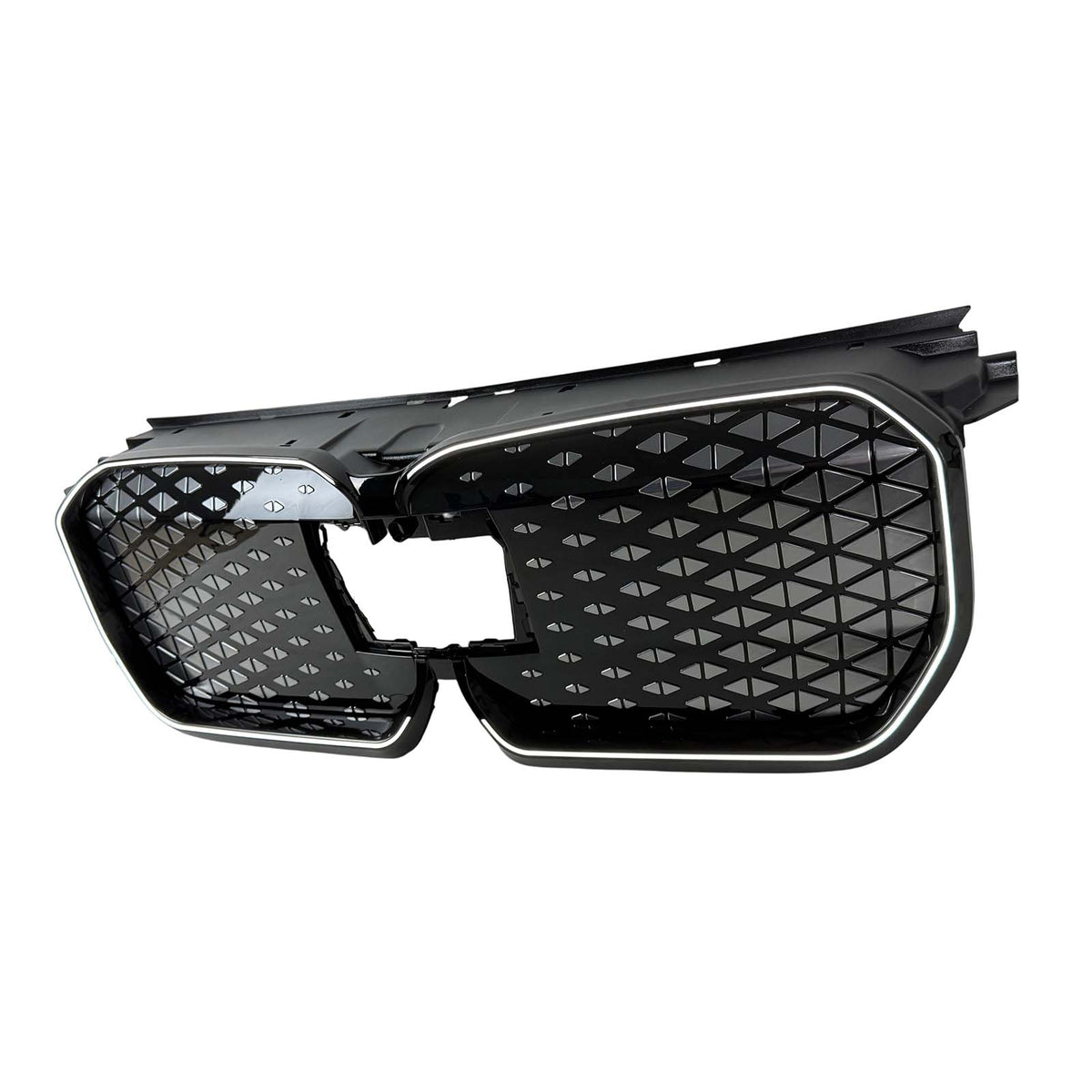 Black Front Bumper Grill Grille Fit BMW iX1 U11 2023-2025 W/LED Light