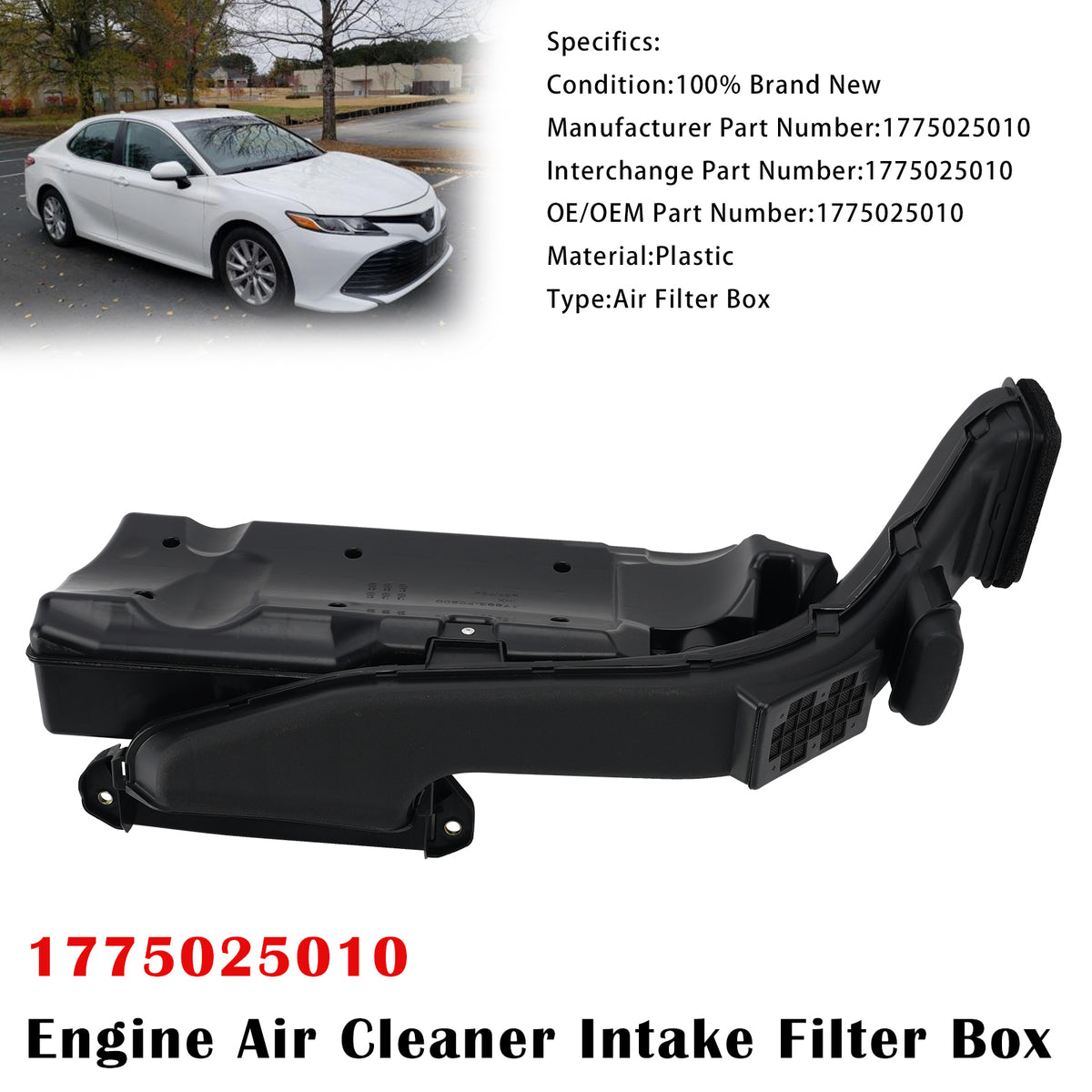 Engine Air Cleaner Intake Filter Box For Toyota Camry L4 2.5L 2018-21 1775025010
