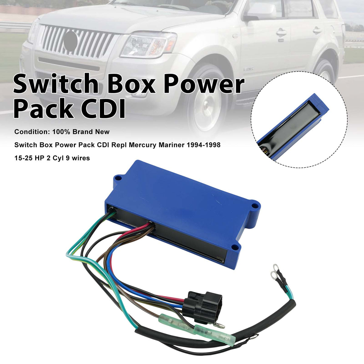 Switch Box Power Pack CDI For Mercury Mariner 15-25 HP 2 Cyl 9 wires 18495A9