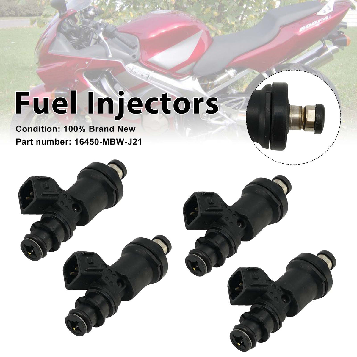 4PC Fuel Injectors 16450-MBW-J21 For Honda CBR600F4 2001-2006
