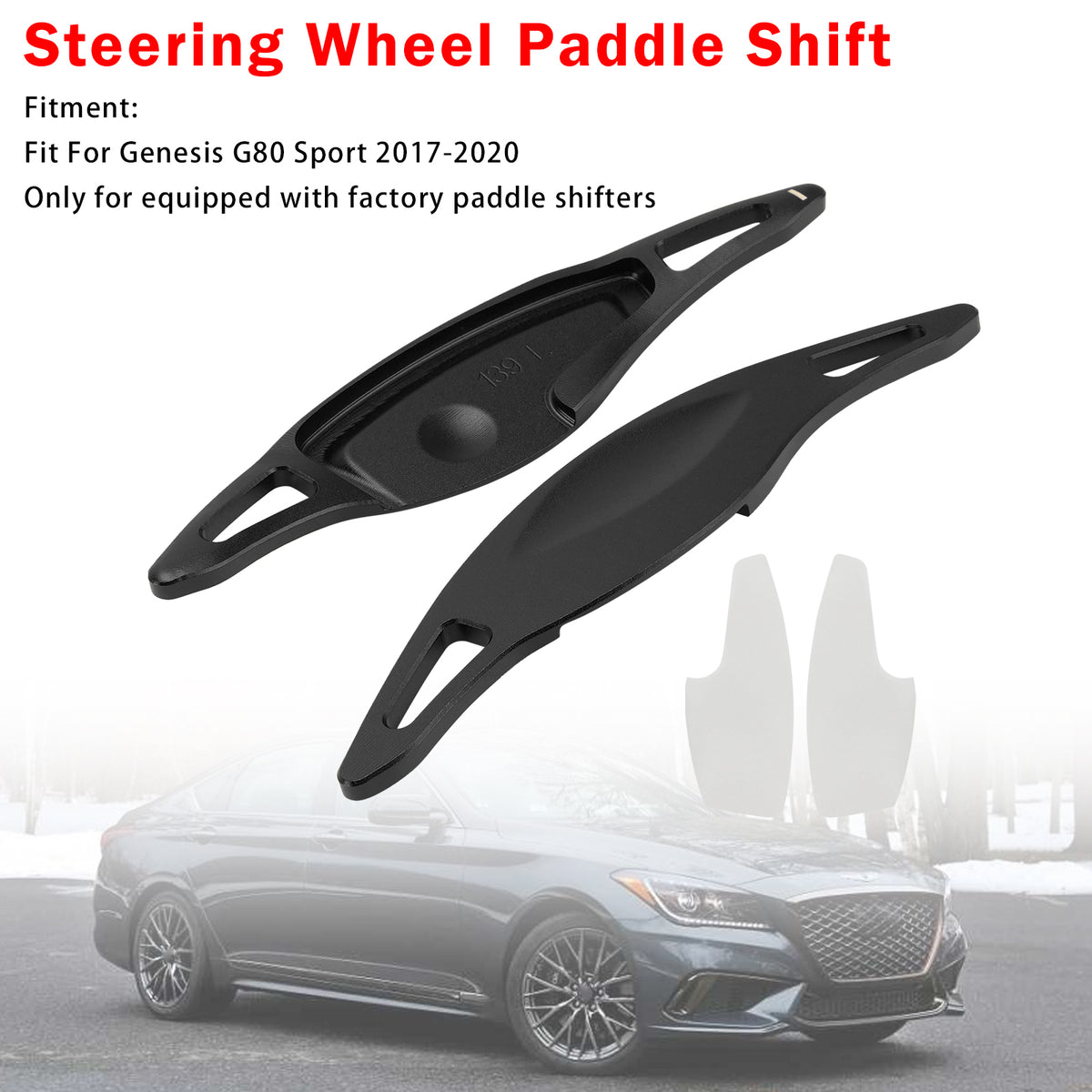 Steering Wheel Paddle Shifter For Genesis G80 Sport 17-20 Aluminium Black