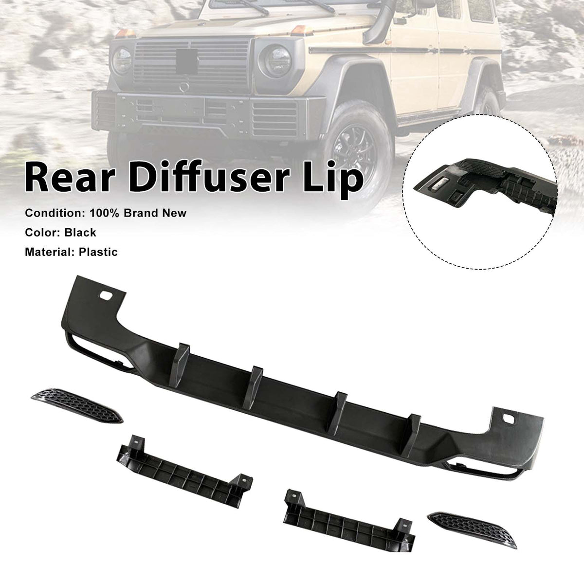 Rear Diffuser Lip Fit Mercedes Benz G-Class W464 W463A 2019-2023 Shark Style
