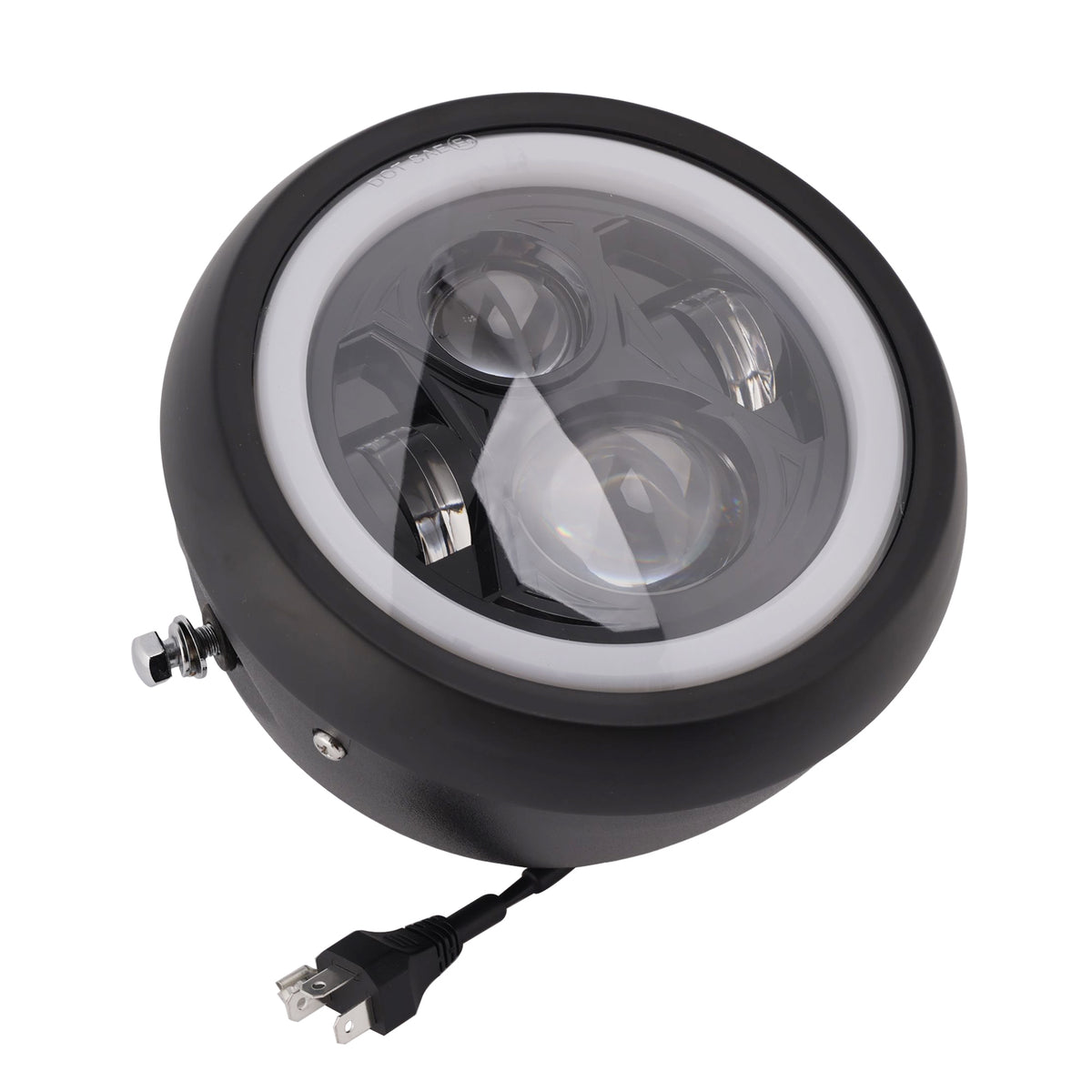 55W 7.5" Beam Headlight Fog Lamp Custom 4000Lm Black Fits For Racer Bobber