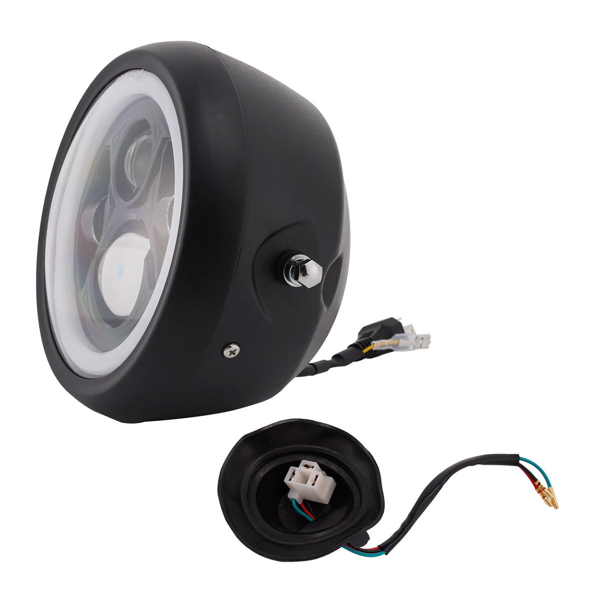 55W 7.5" Beam Headlight Fog Lamp Custom 4000Lm Black Fits For Racer Bobber
